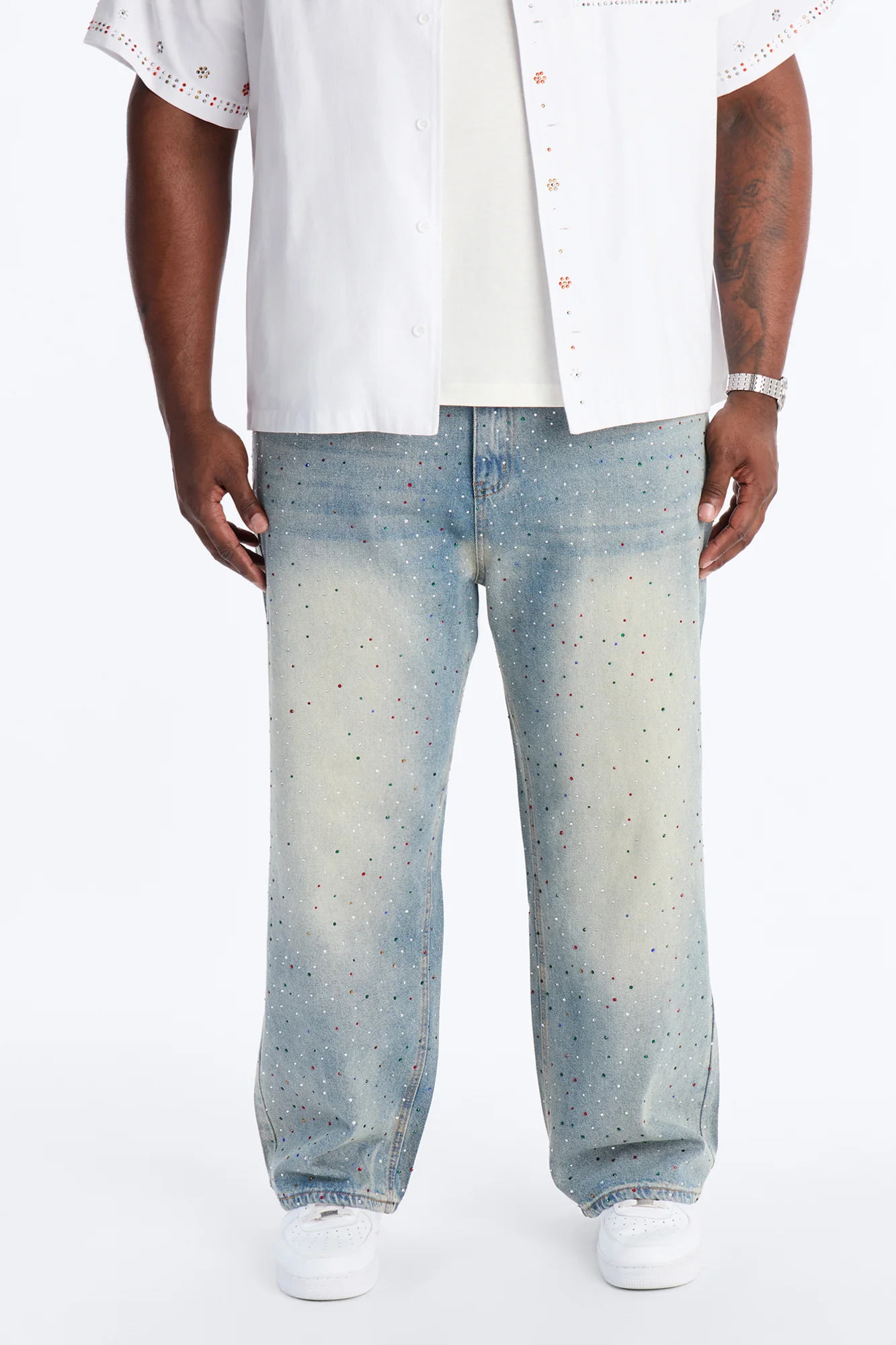 Diamond Dust Baggy Jean - Medium Blue Wash - Image 5