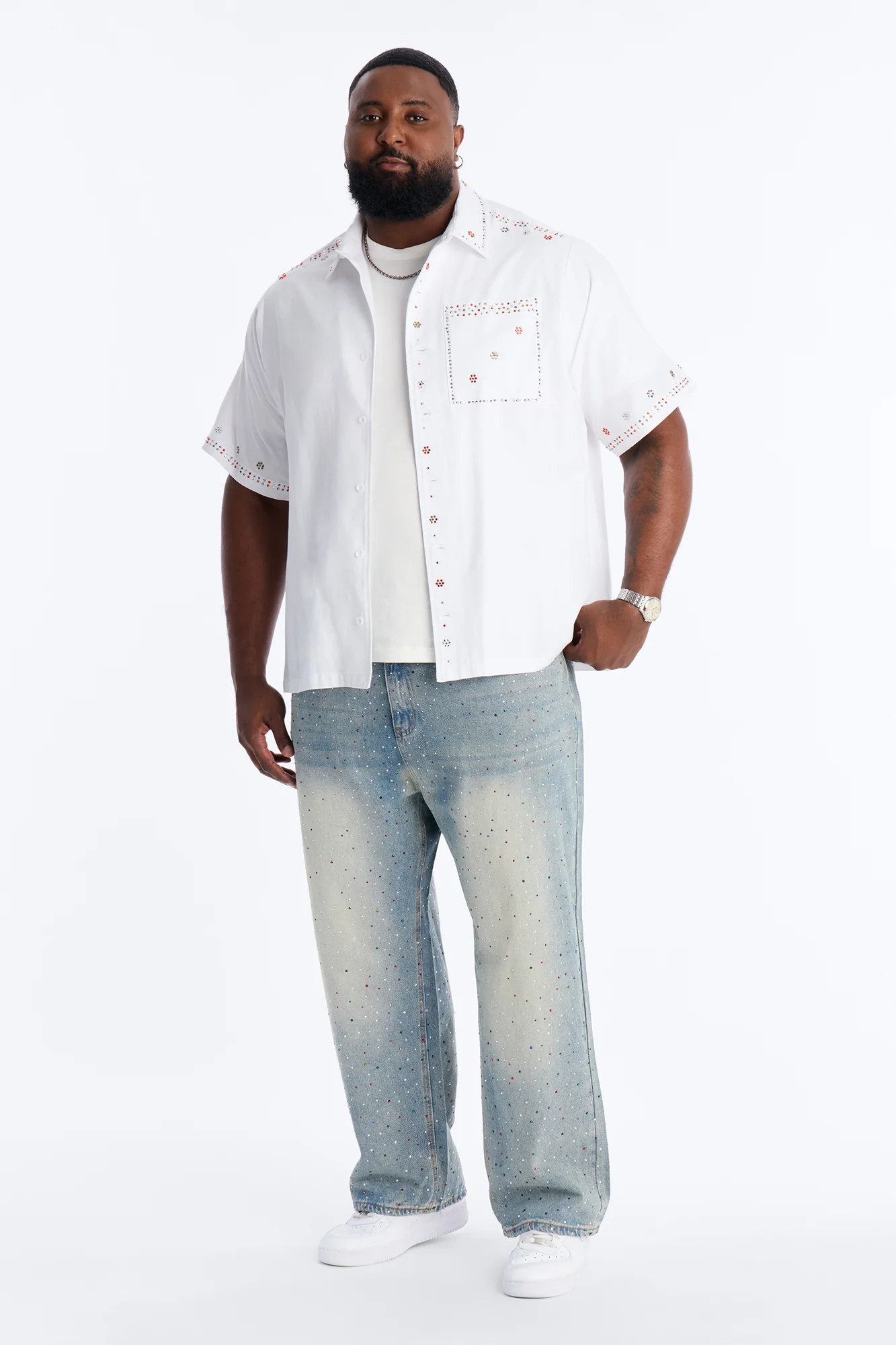 Diamond Dust Baggy Jean - Medium Blue Wash - Image 6