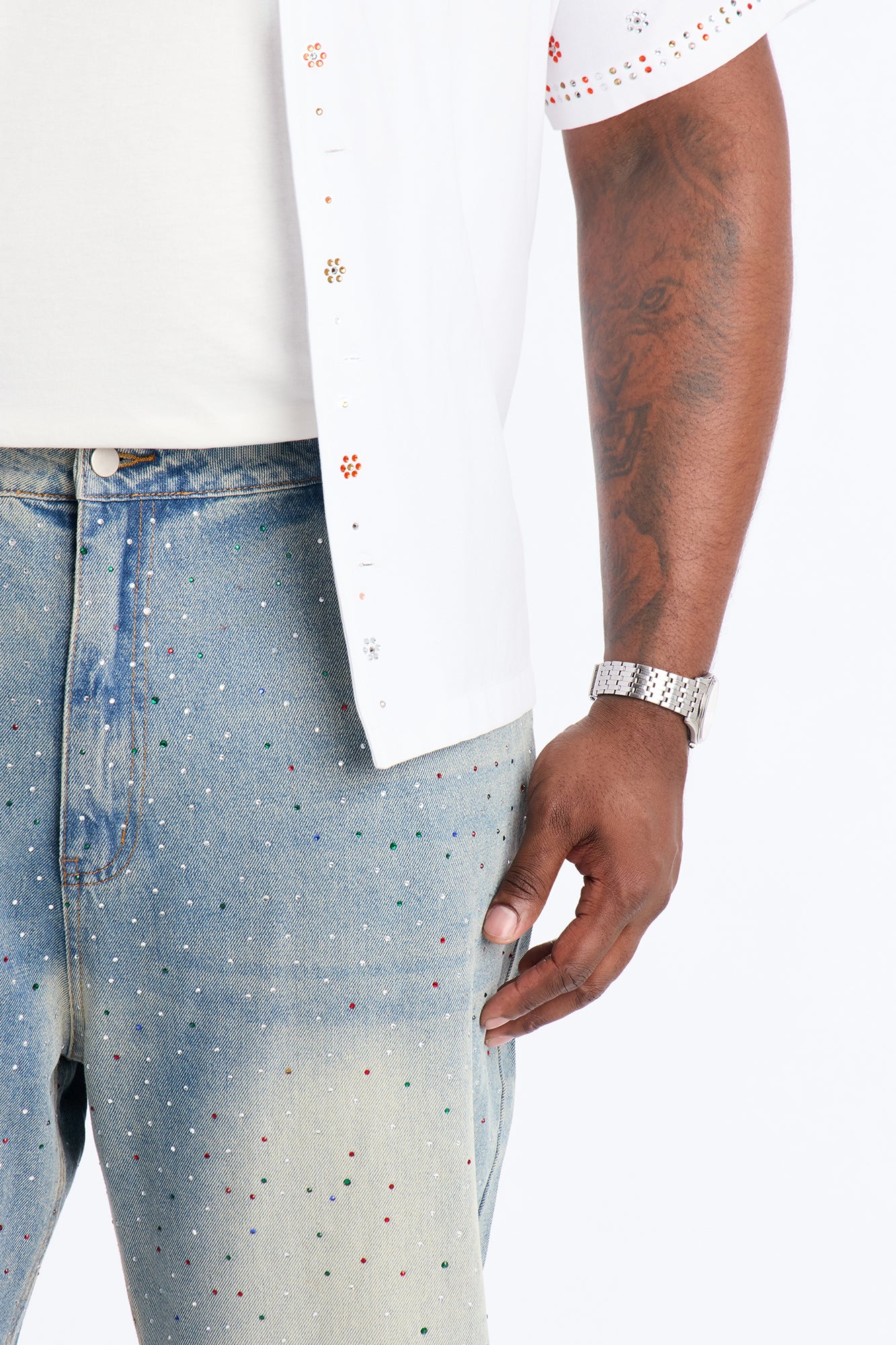 Diamond Dust Baggy Jean - Medium Blue Wash - Image 8