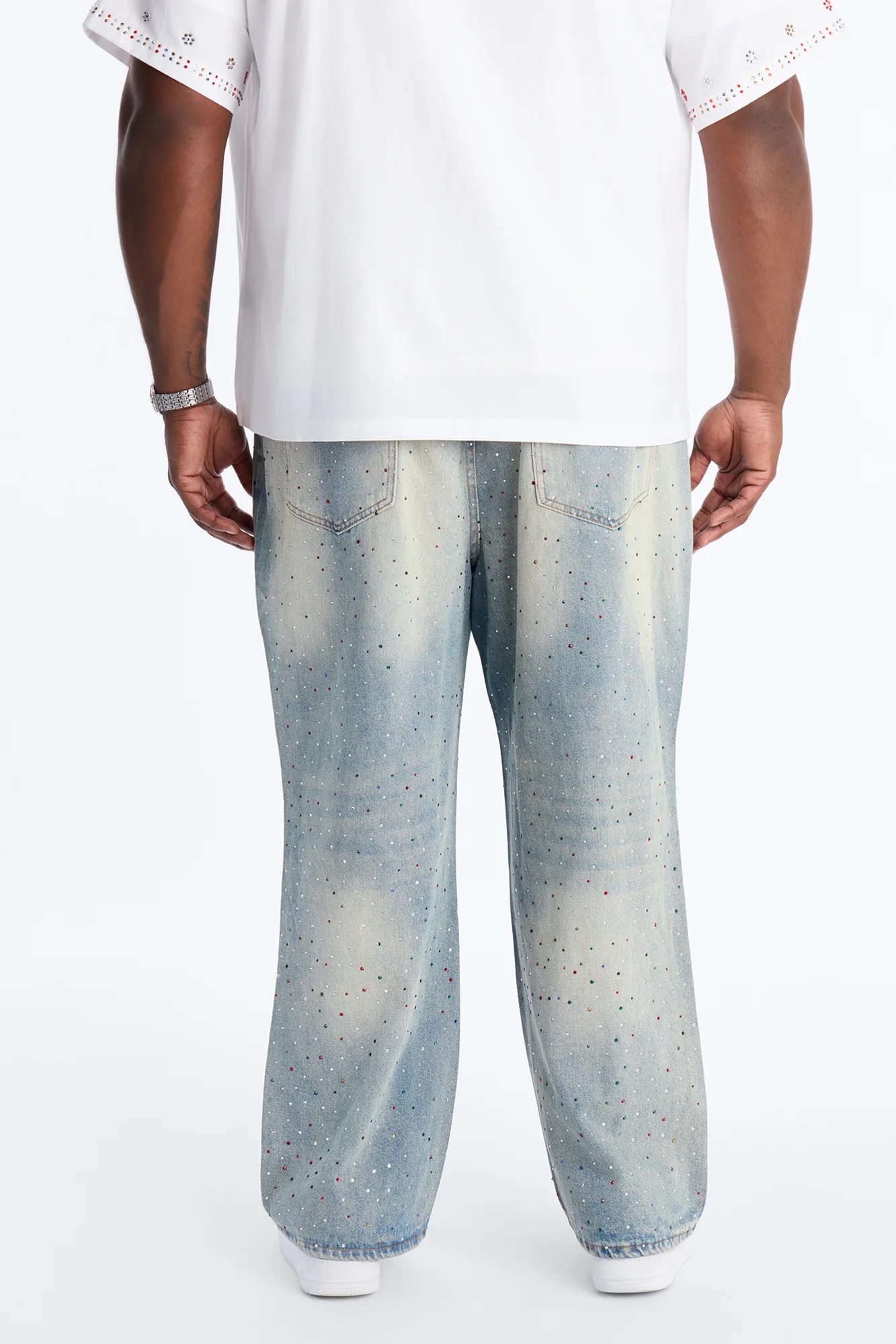 Diamond Dust Baggy Jean - Medium Blue Wash - Image 9