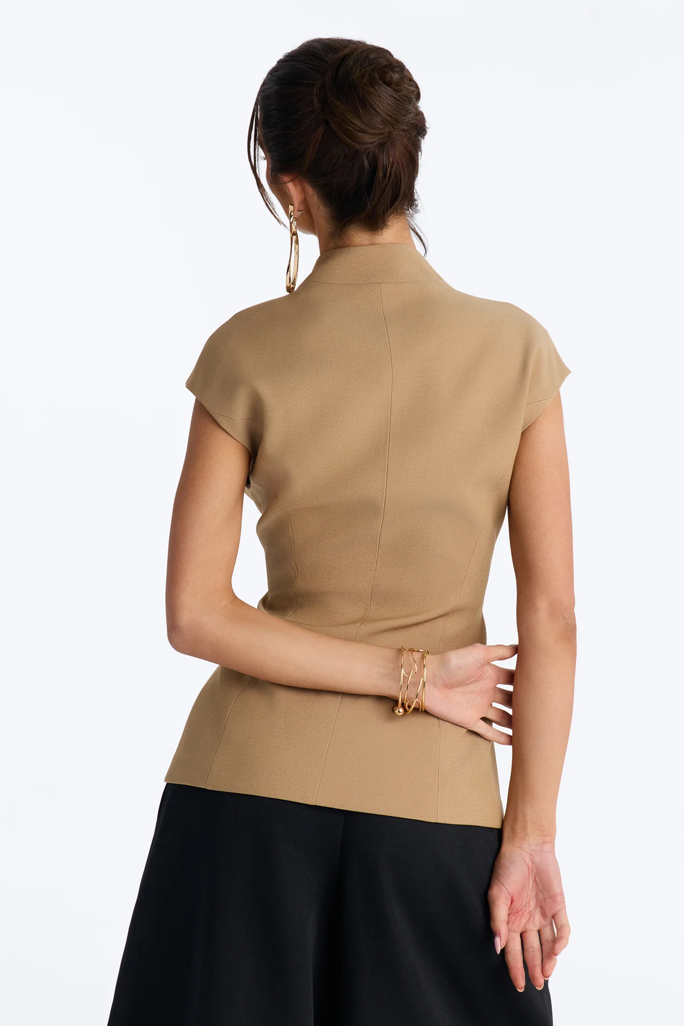 Diana Cap Sleeve Double Breasted Blazer - Caffe - Image 4