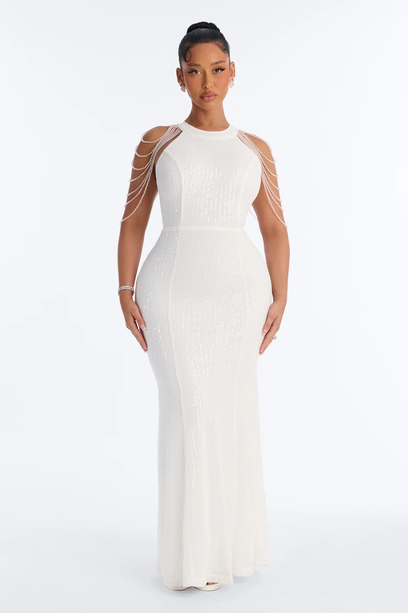 Diana Embellished Sequin Gown - Ivory
