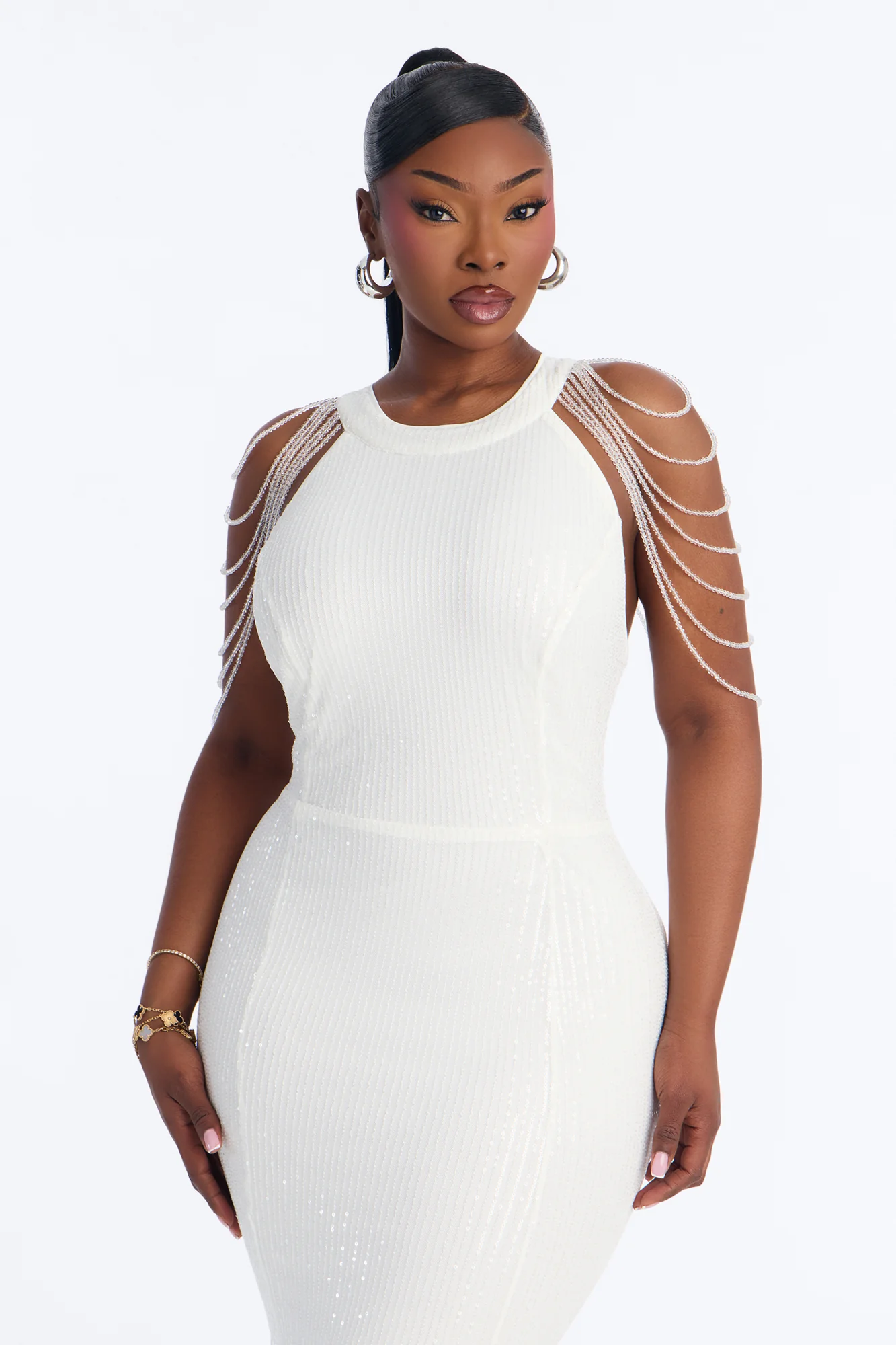 Diana Embellished Sequin Gown - Ivory - Image 6