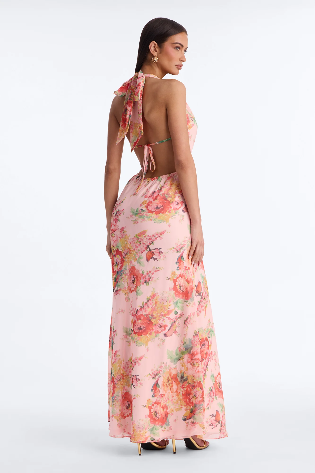Diana Floral Chiffon Maxi Dress - Pink/combo - Image 4