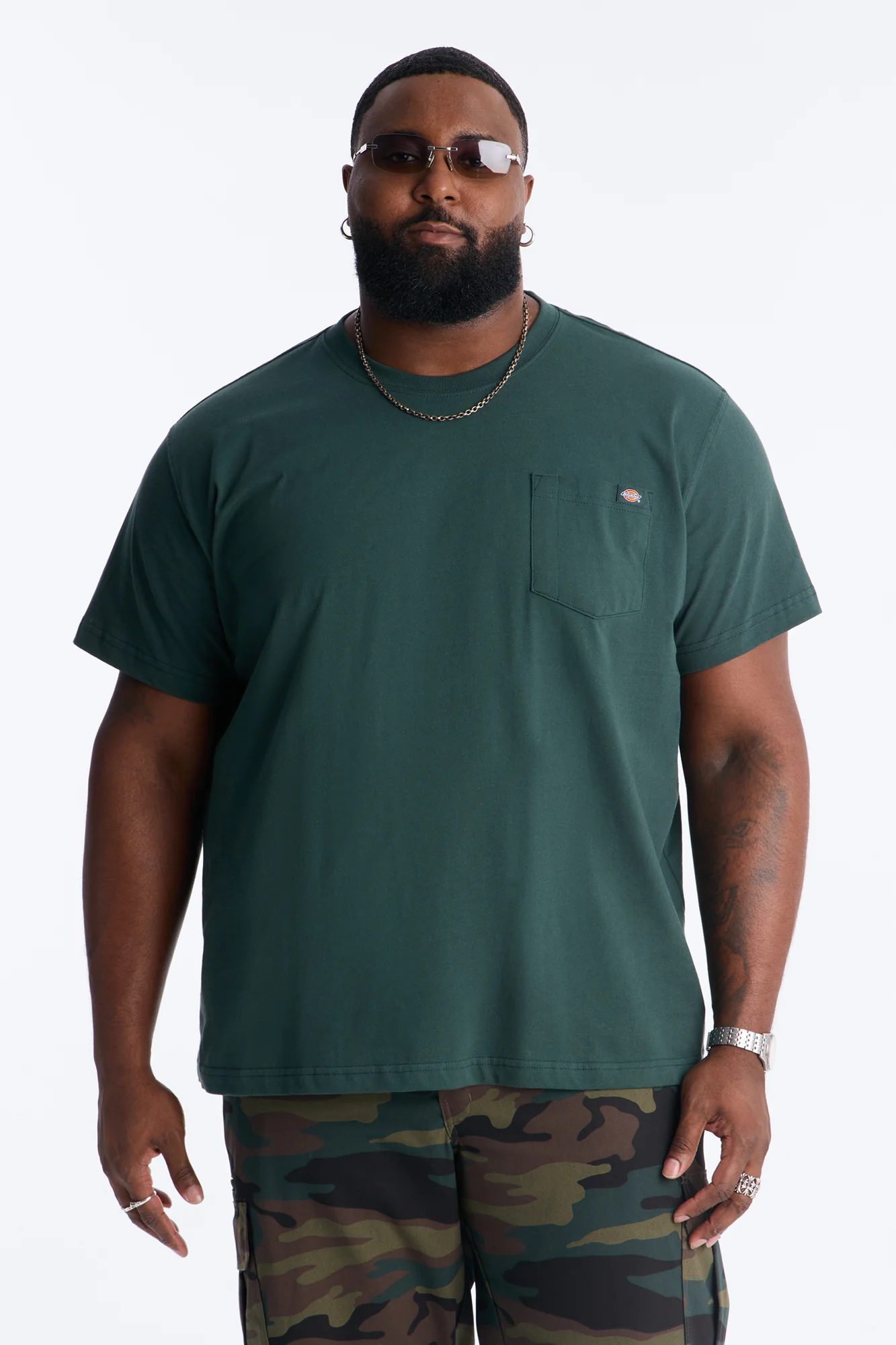 Dickies Heavyweight Short Sleeve Pocket Tee - Hunter Green - Image 6