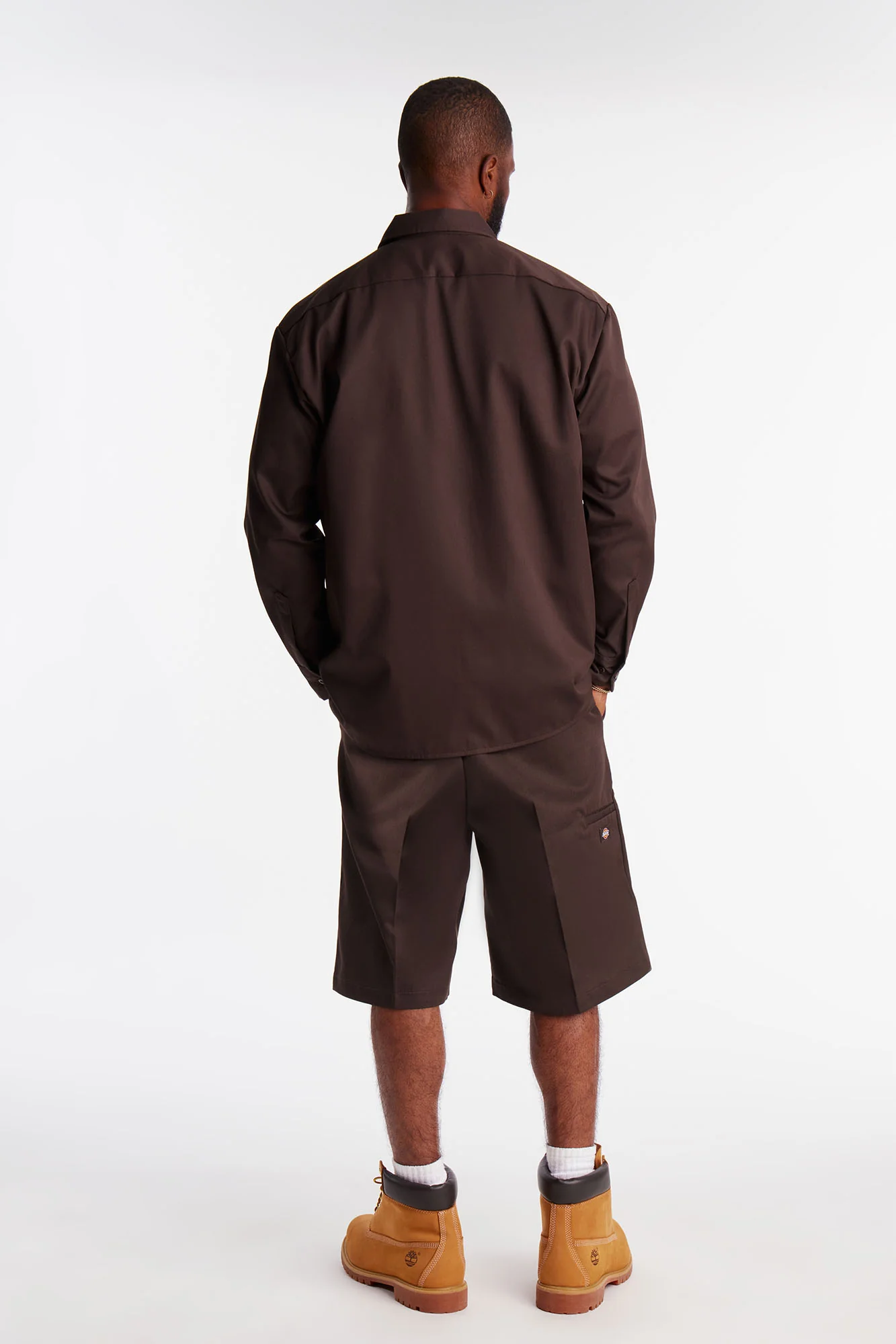 Dickies Twill Long Sleeve Work Shirt - Dark Brown - Image 4