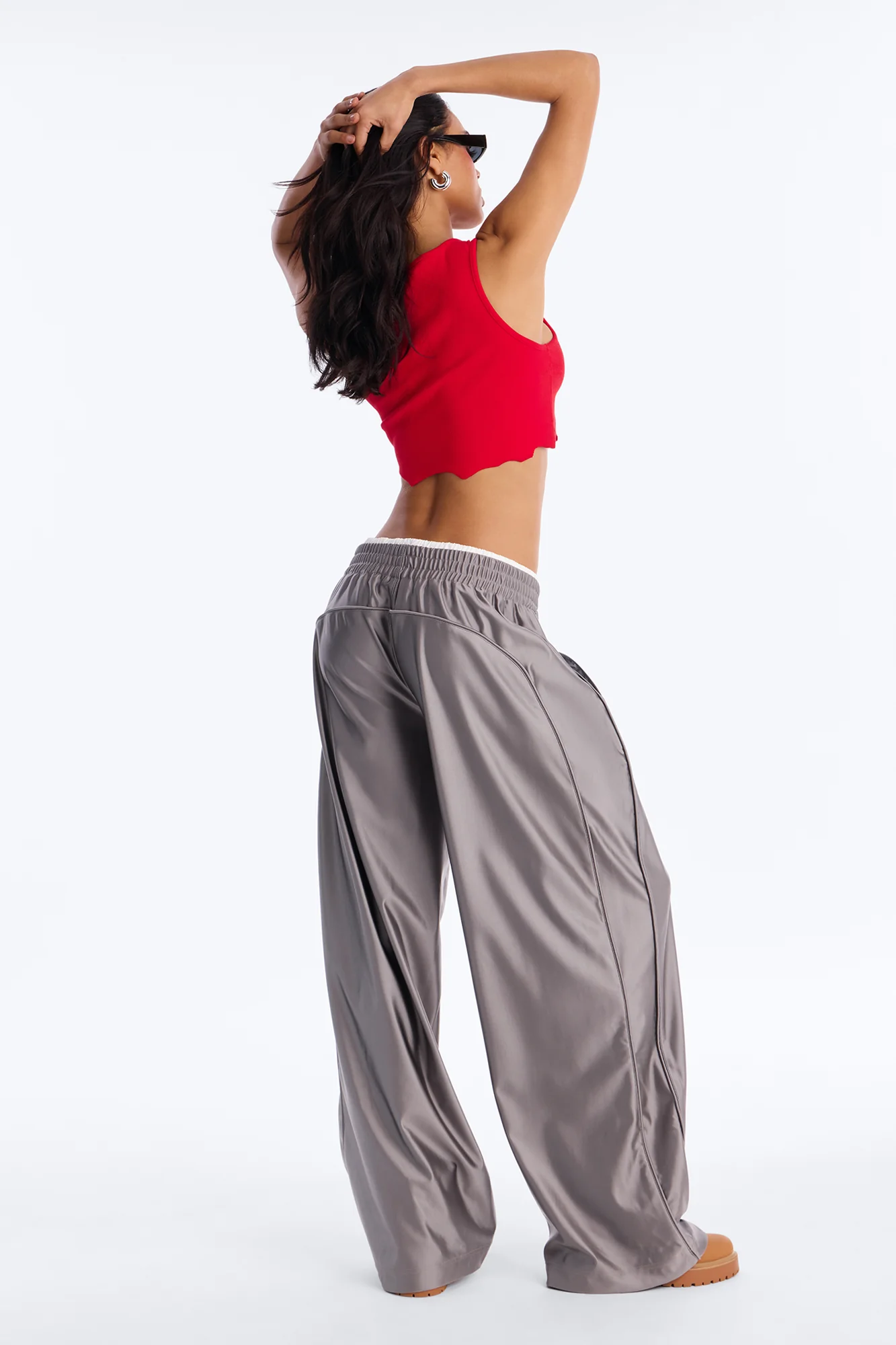 Different Wavelength Low Rise Double Waistband Pant 33″ - Grey - Image 4
