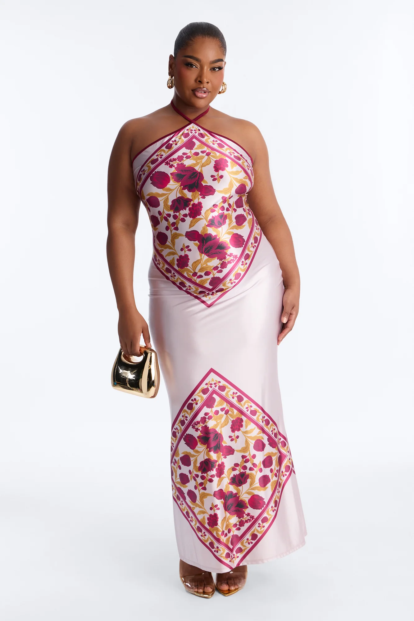 Dina Floral Satin Maxi Dress - Burgundy/combo - Image 5