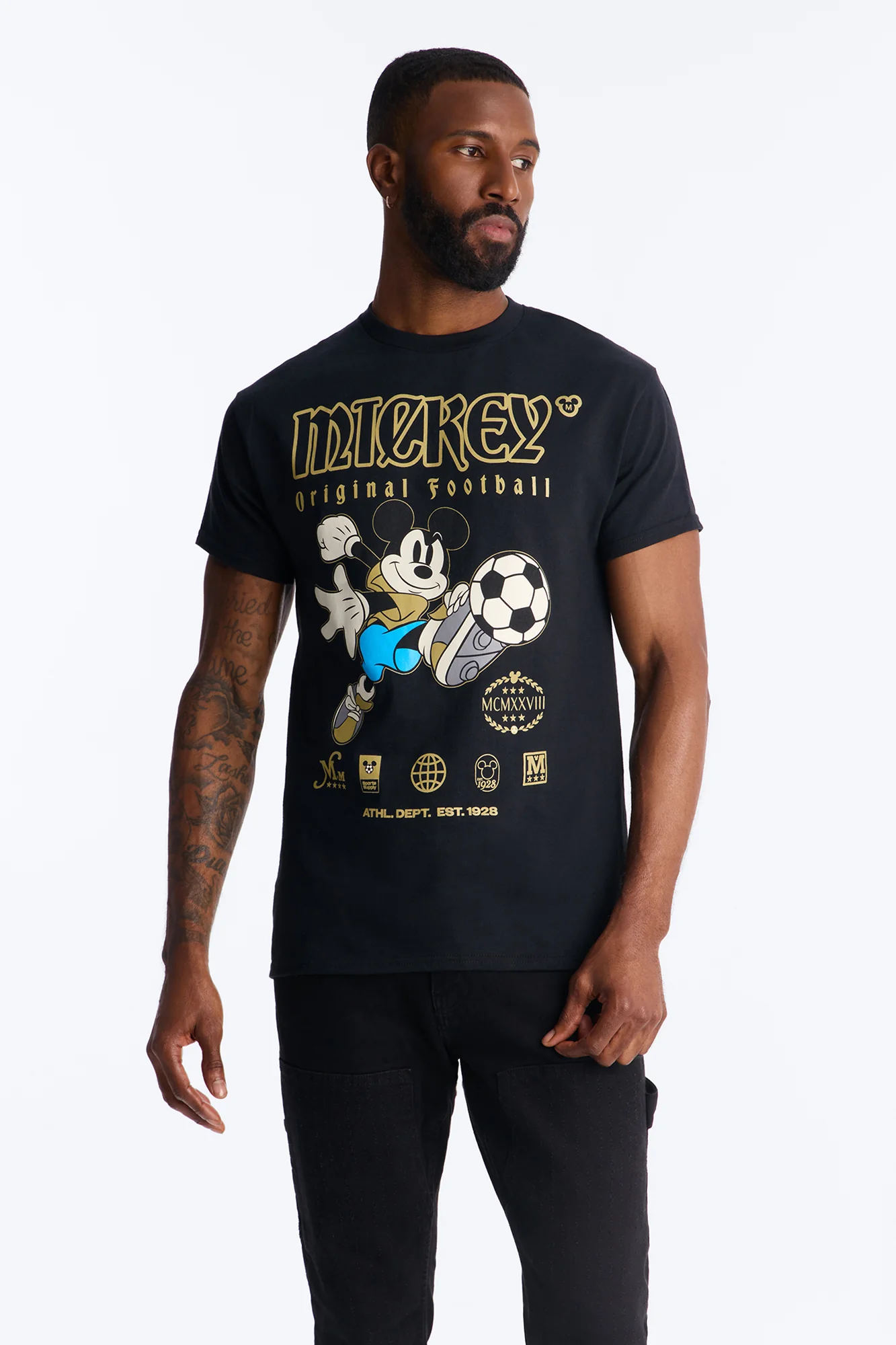 Disney Mickey Original Football Short Sleeve Tee - Black - Image 3