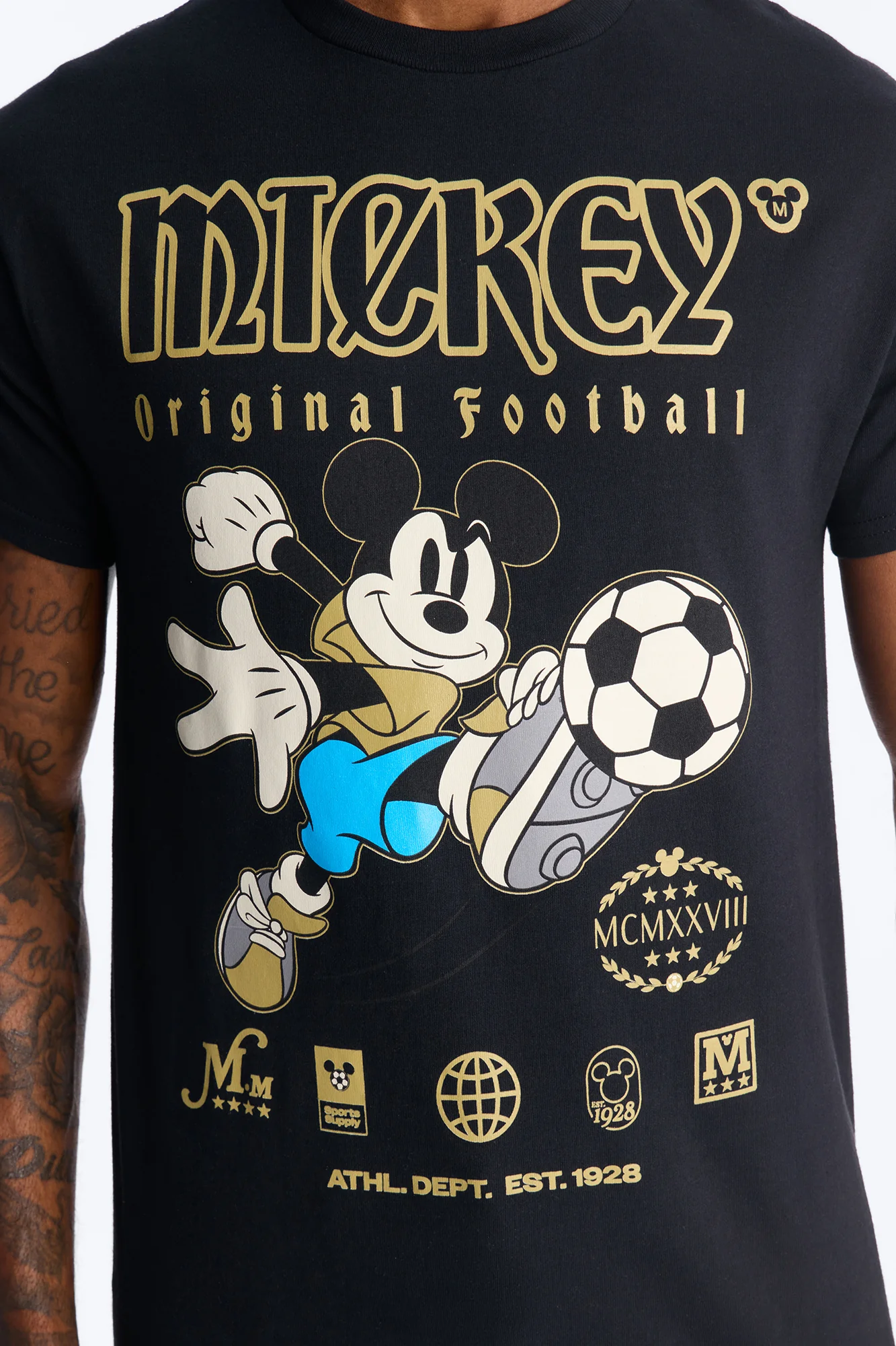 Disney Mickey Original Football Short Sleeve Tee - Black - Image 4