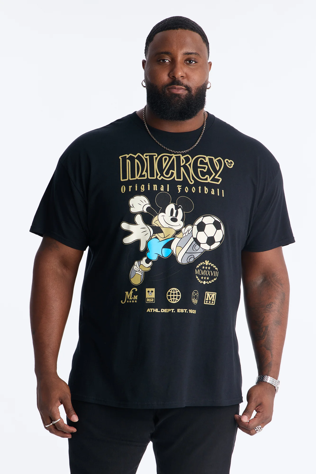 Disney Mickey Original Football Short Sleeve Tee - Black - Image 5