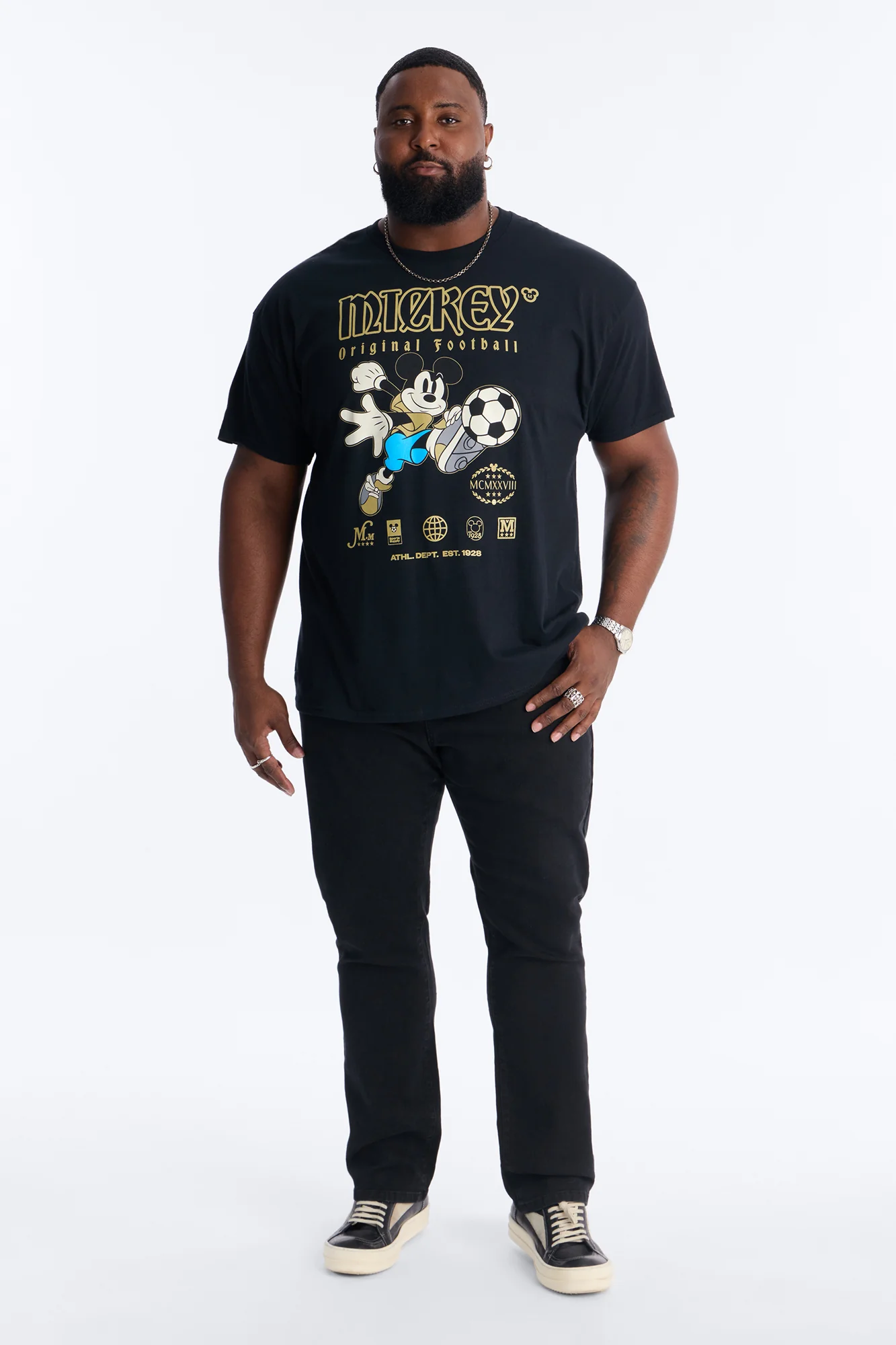 Disney Mickey Original Football Short Sleeve Tee - Black - Image 6