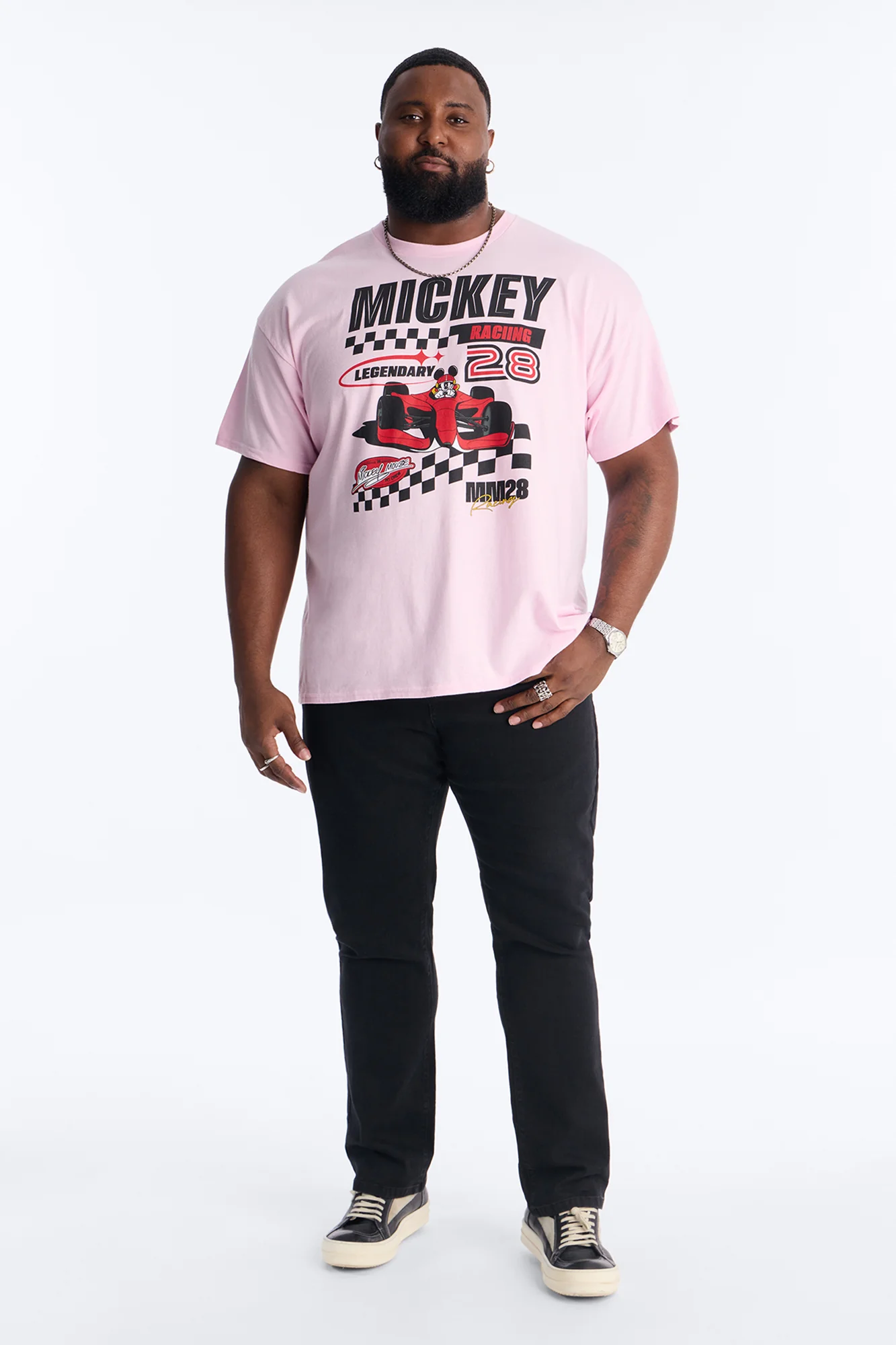 Disney Mickey Racing Short Sleeve Tee - Pink - Image 4