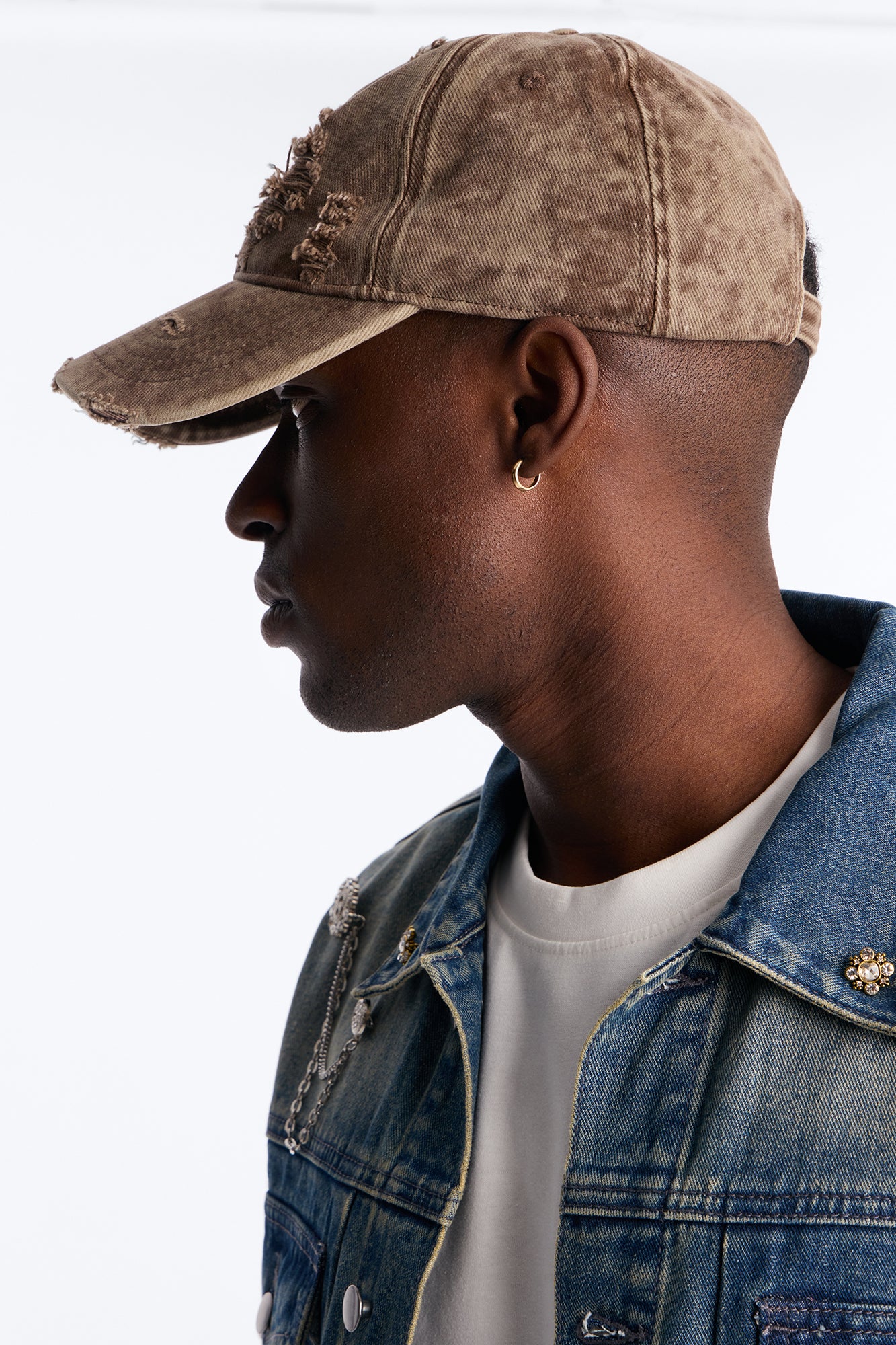 Distressed Damaged Wash Snapback Hat - Brown