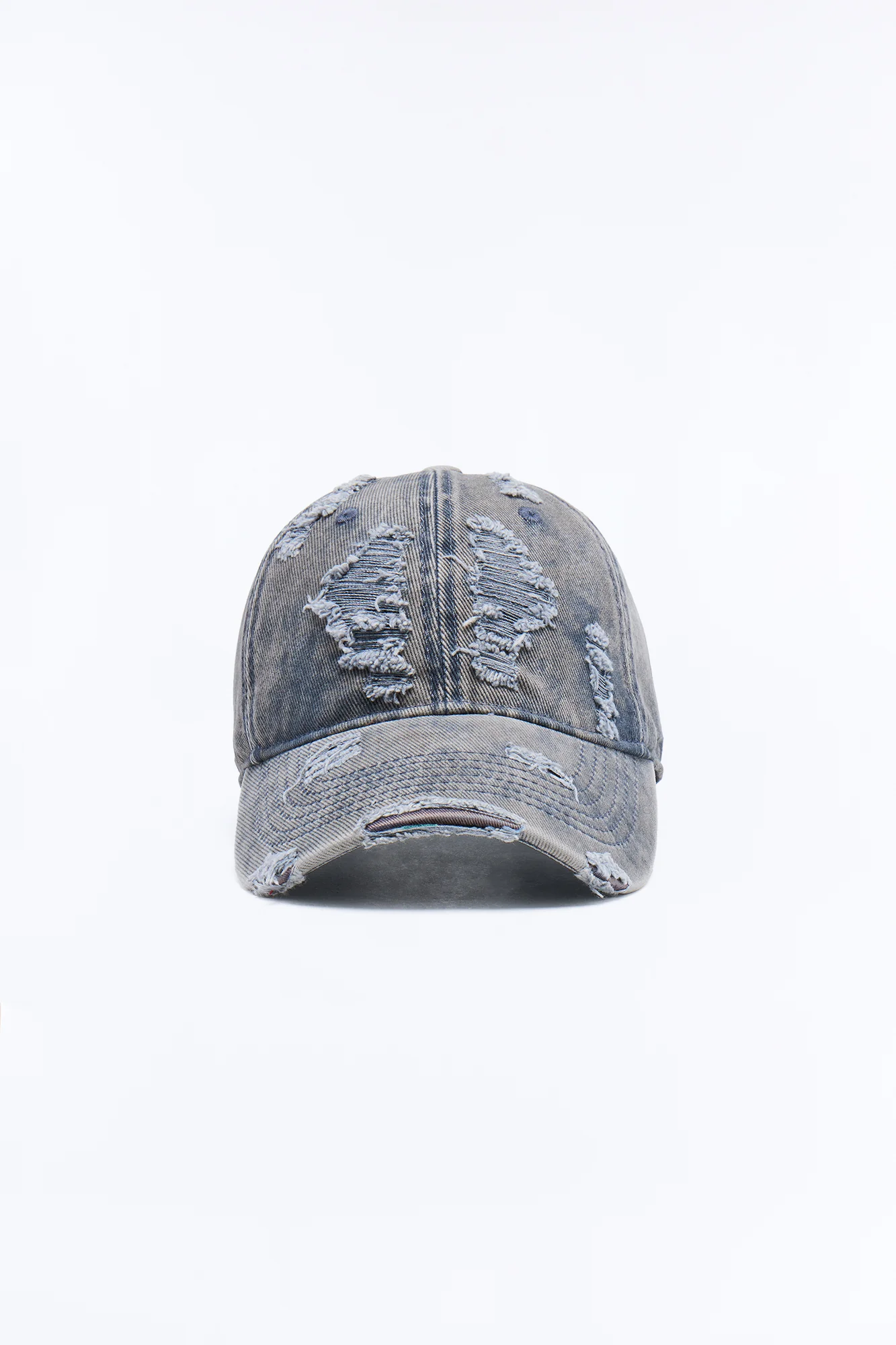 Distressed Damaged Wash Snapback Hat - Grey - Image 4