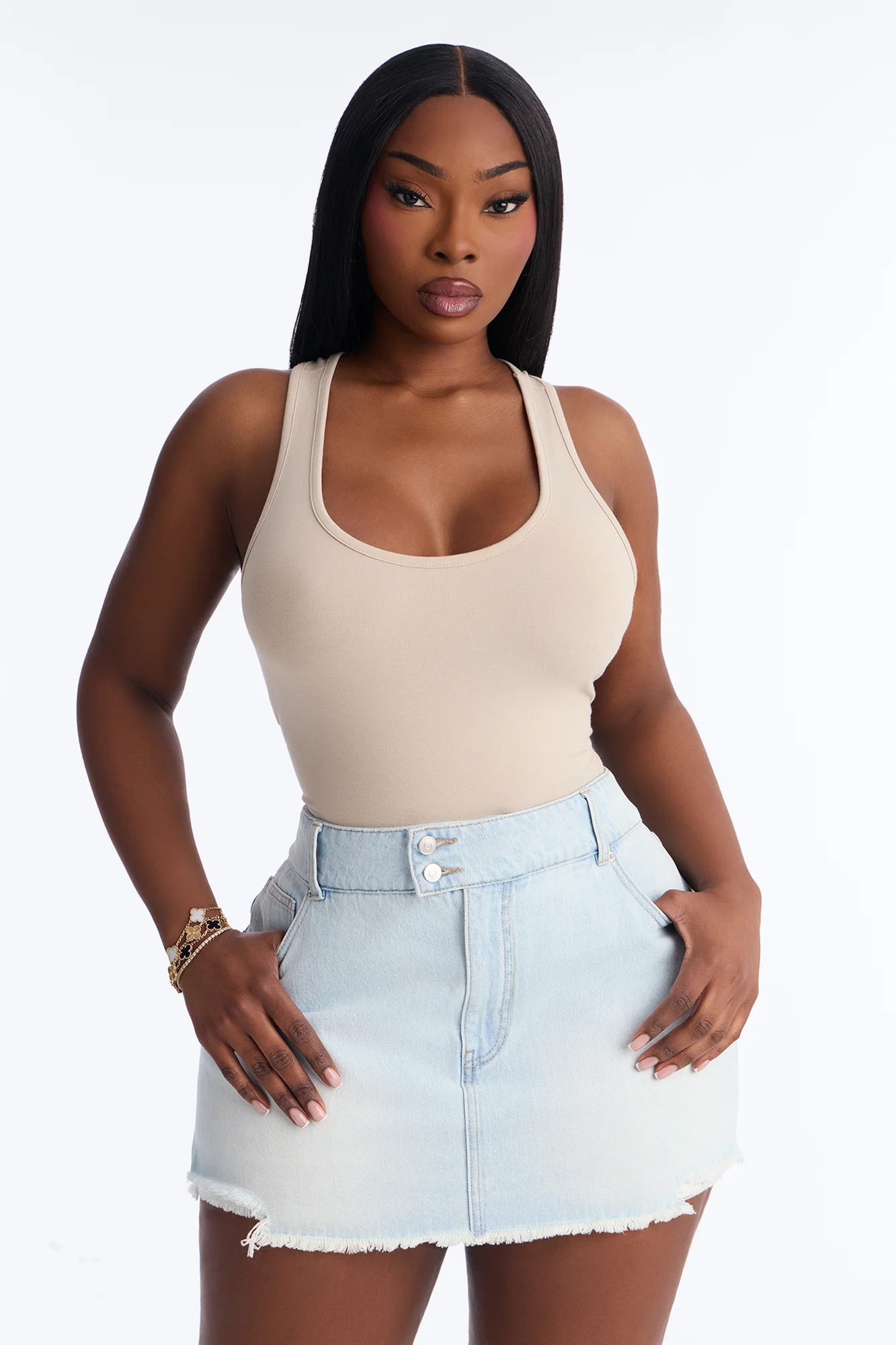 Divine Basic Tank Bodysuit - Stone - Image 7