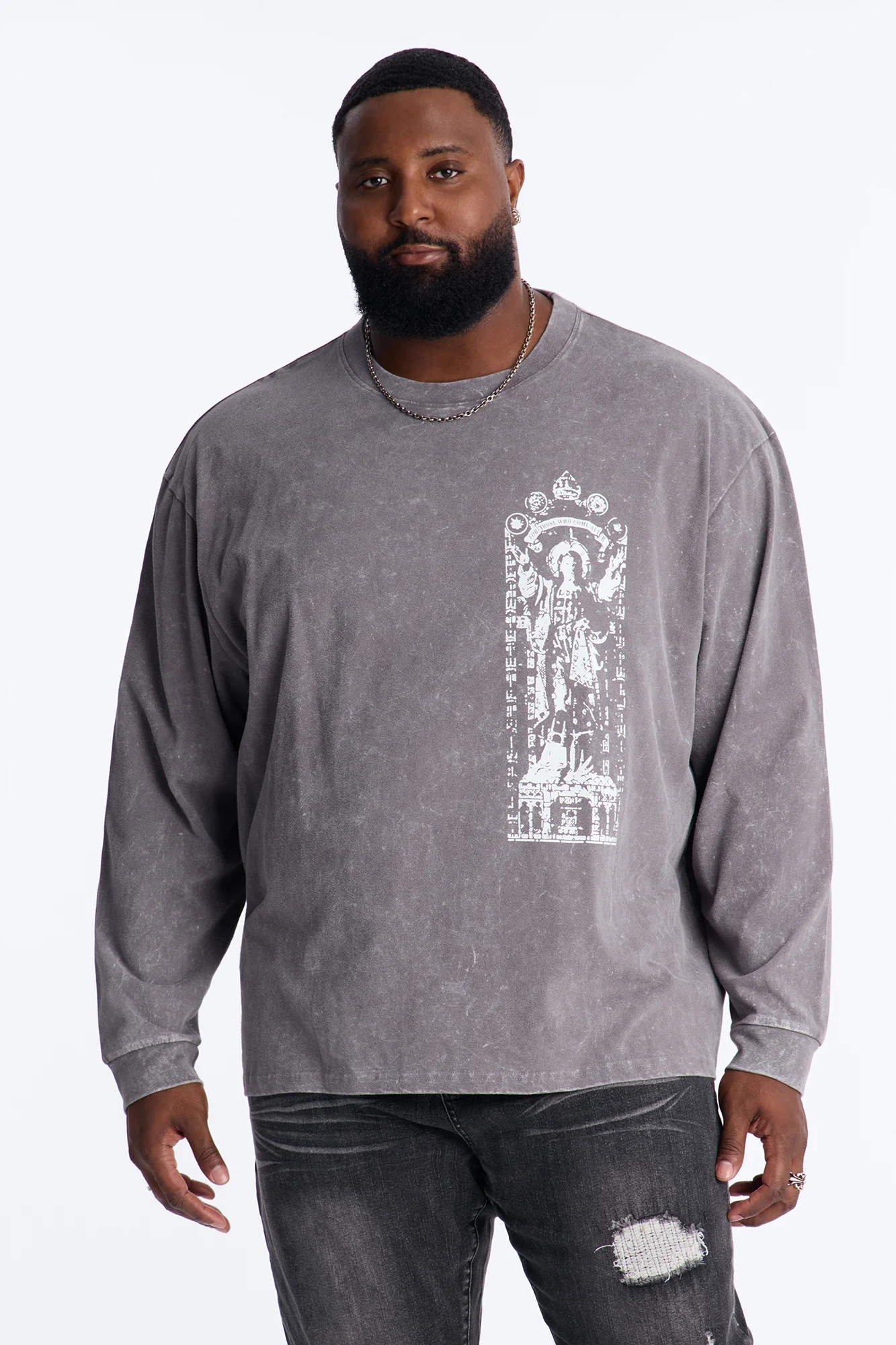 Divine Messenger Long Sleeve Tee - Charcoal - Image 5