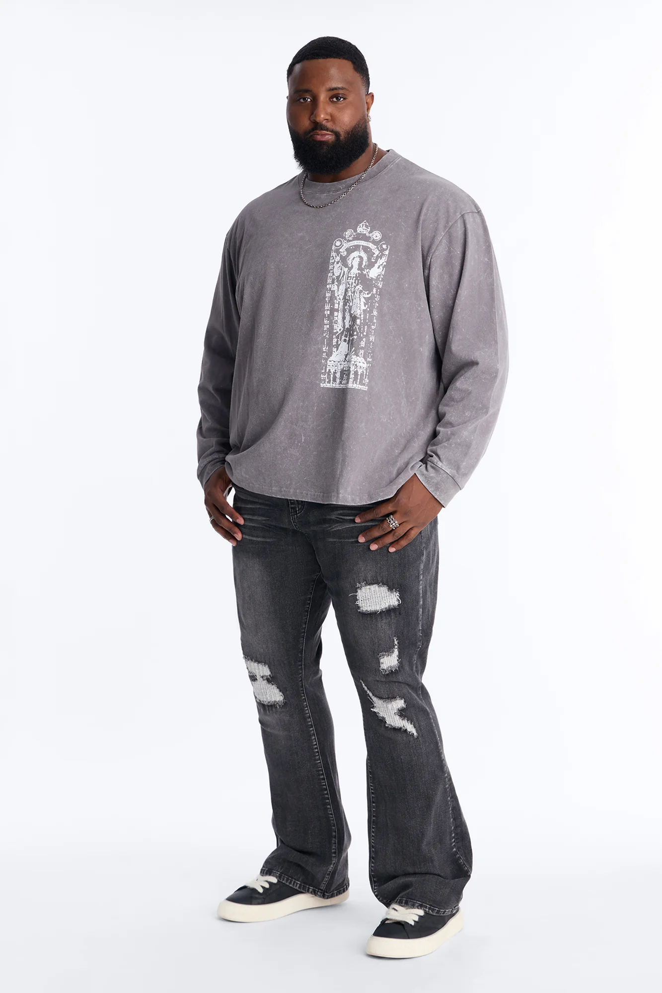 Divine Messenger Long Sleeve Tee - Charcoal - Image 6
