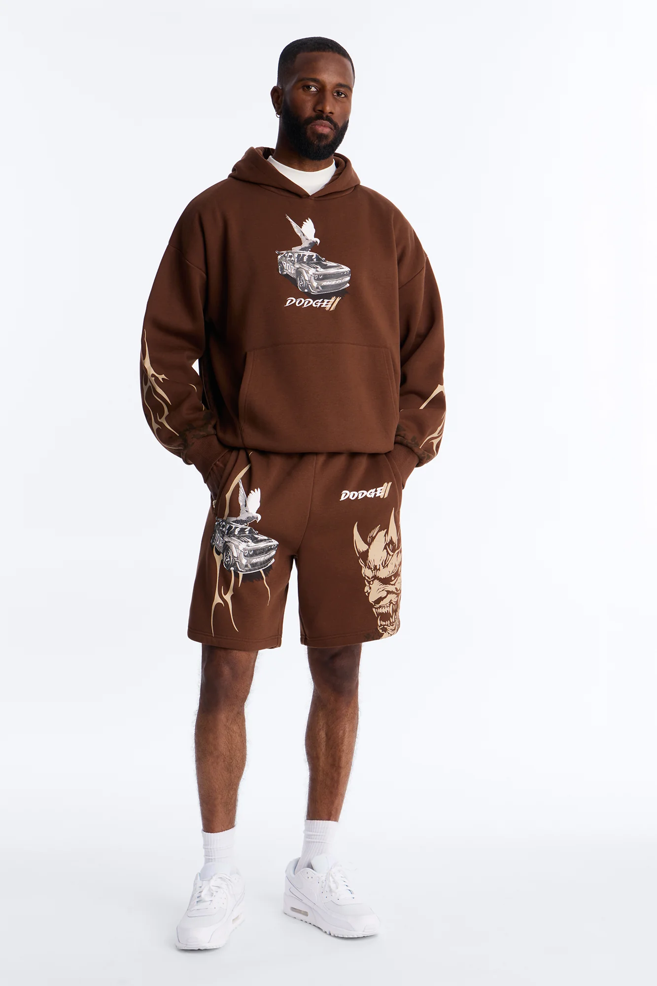 Dodge Demon Oni Mask Sweatshorts - Brown - Image 2
