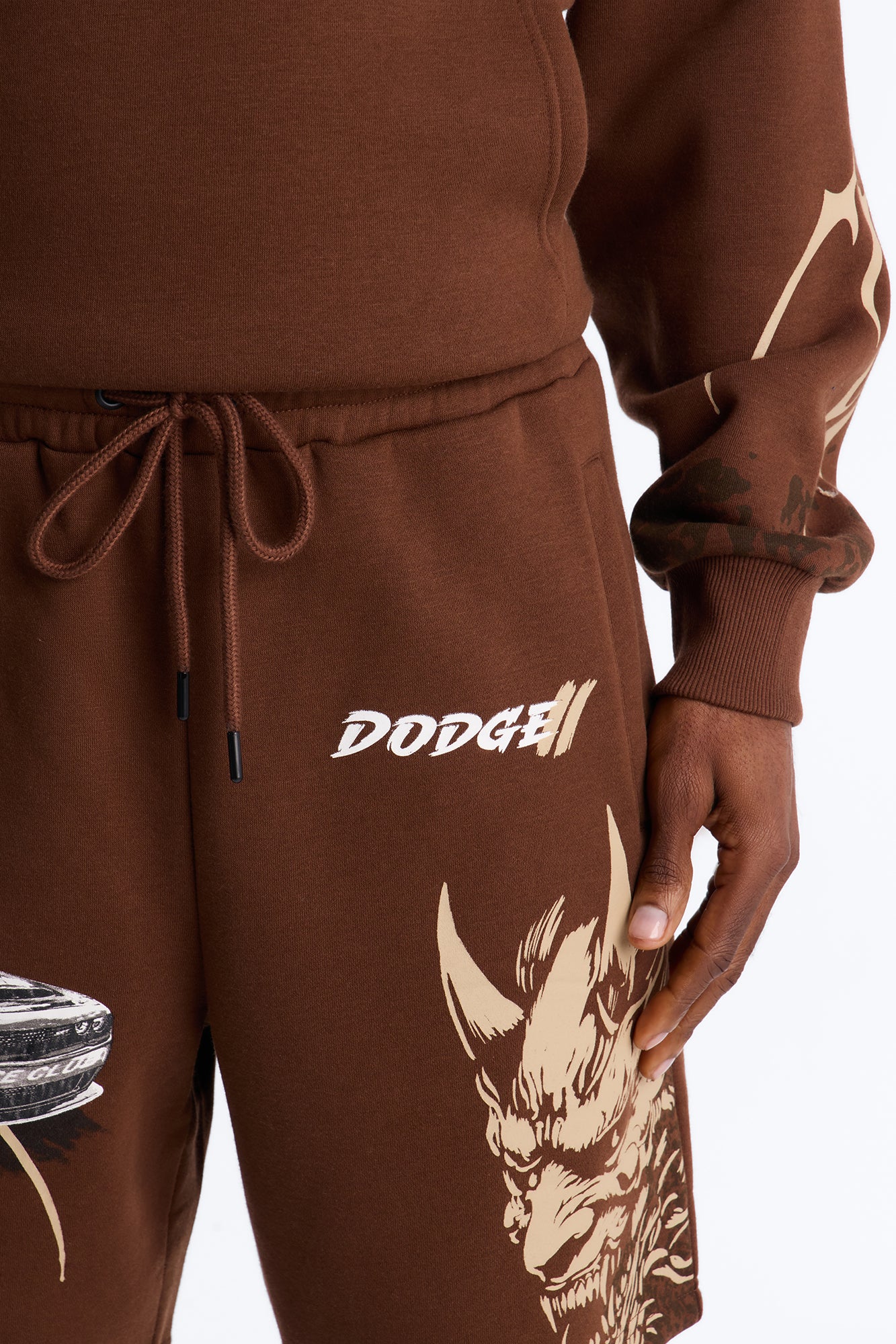 Dodge Demon Oni Mask Sweatshorts - Brown - Image 3