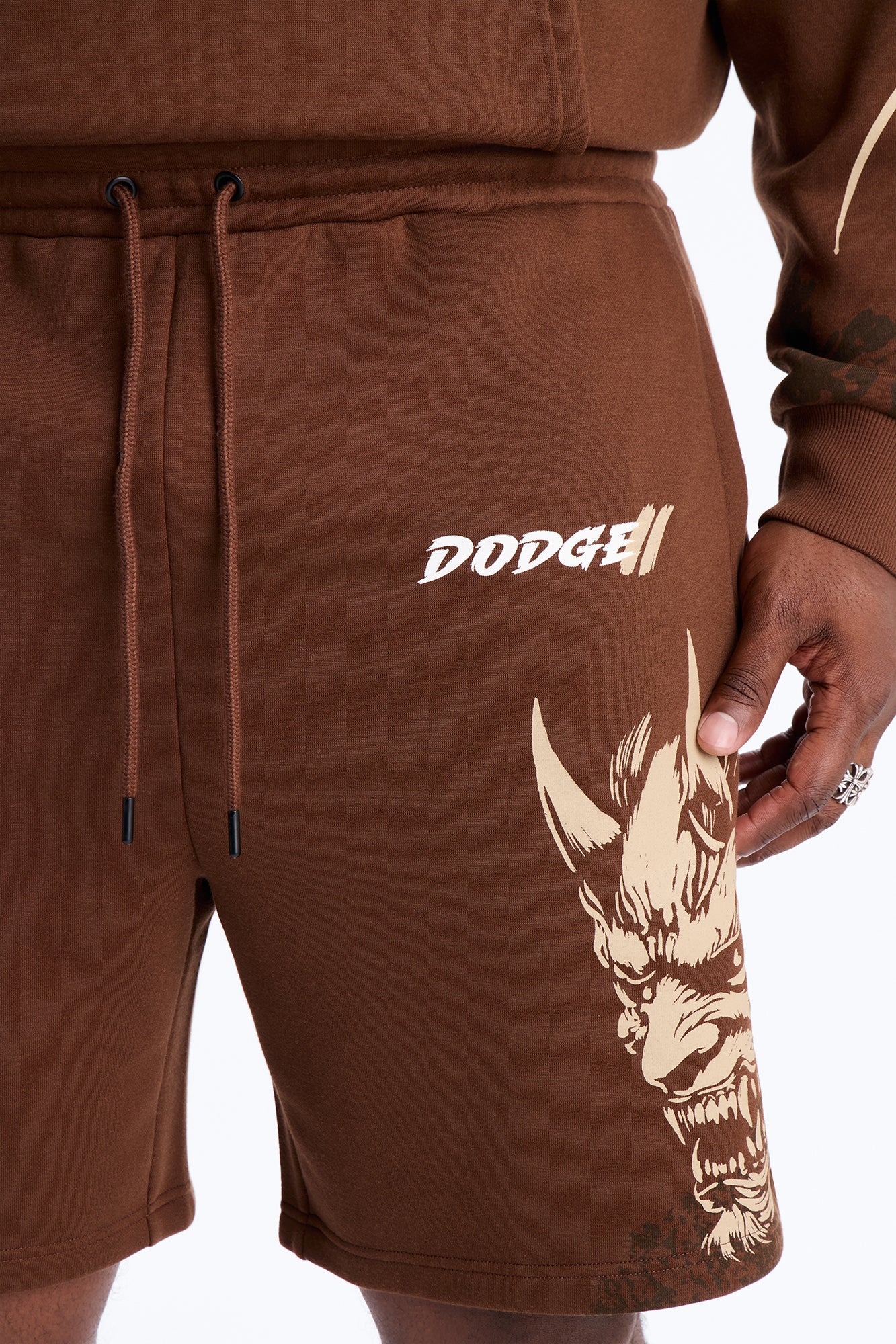 Dodge Demon Oni Mask Sweatshorts - Brown - Image 7