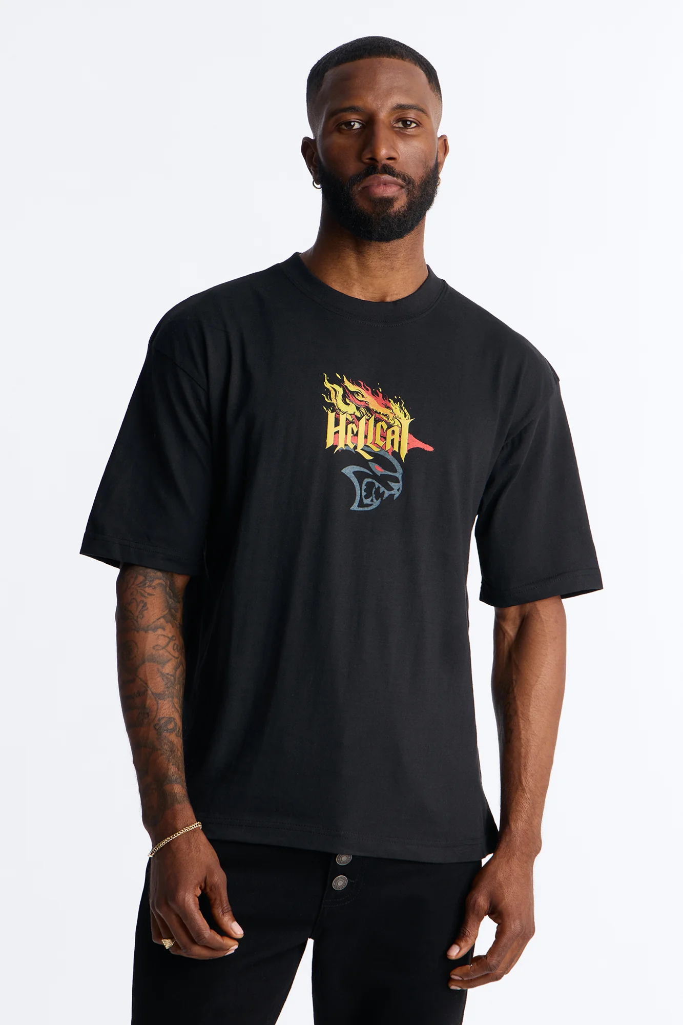 Dodge Hellcat Born Bold Short Sleeve Tee - Black - Image 4