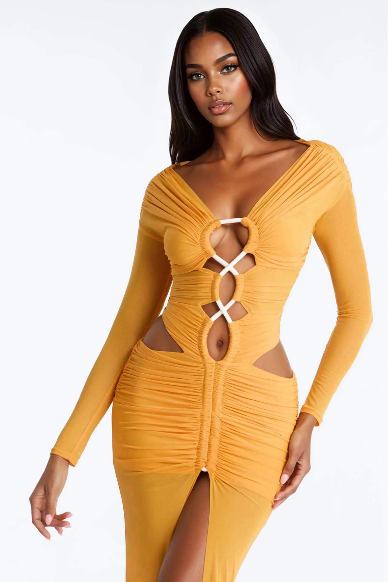 Doll Delirium Mesh Maxi Dress - Orange - Image 2