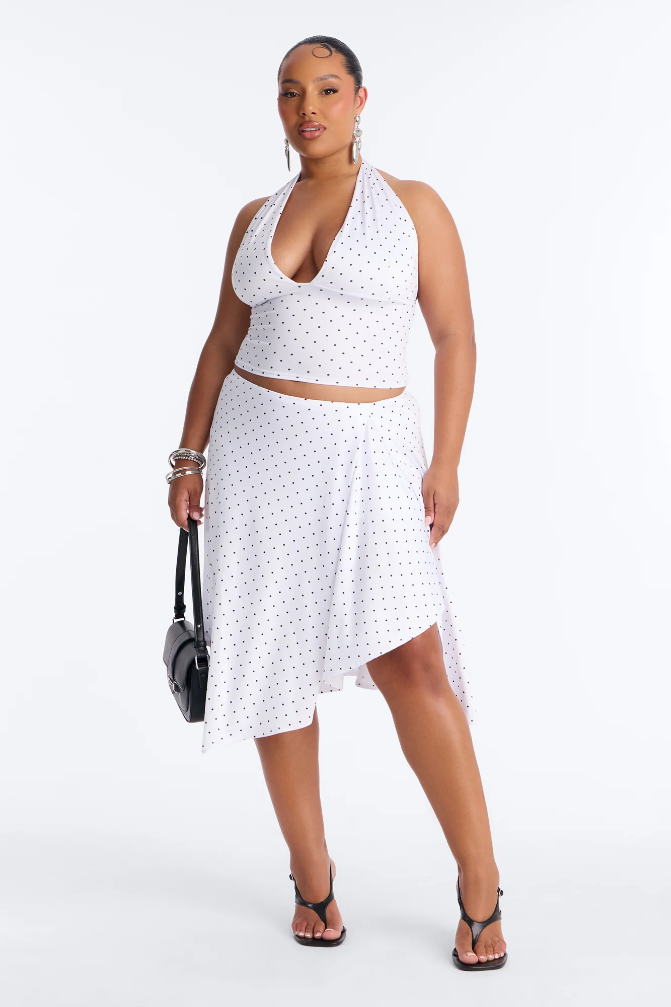 Dolly Halter Polka Dot Skirt Set - White/Black - Image 5