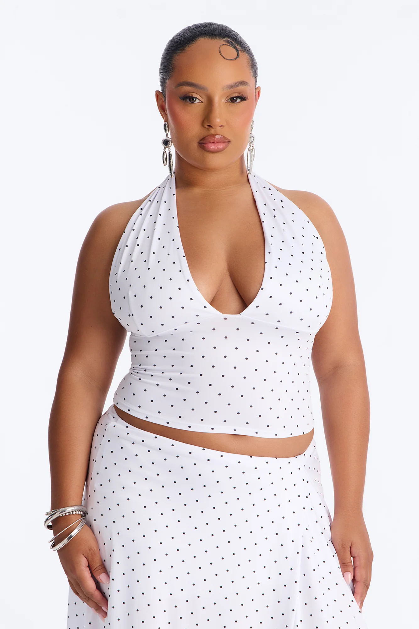 Dolly Halter Polka Dot Skirt Set - White/Black - Image 6