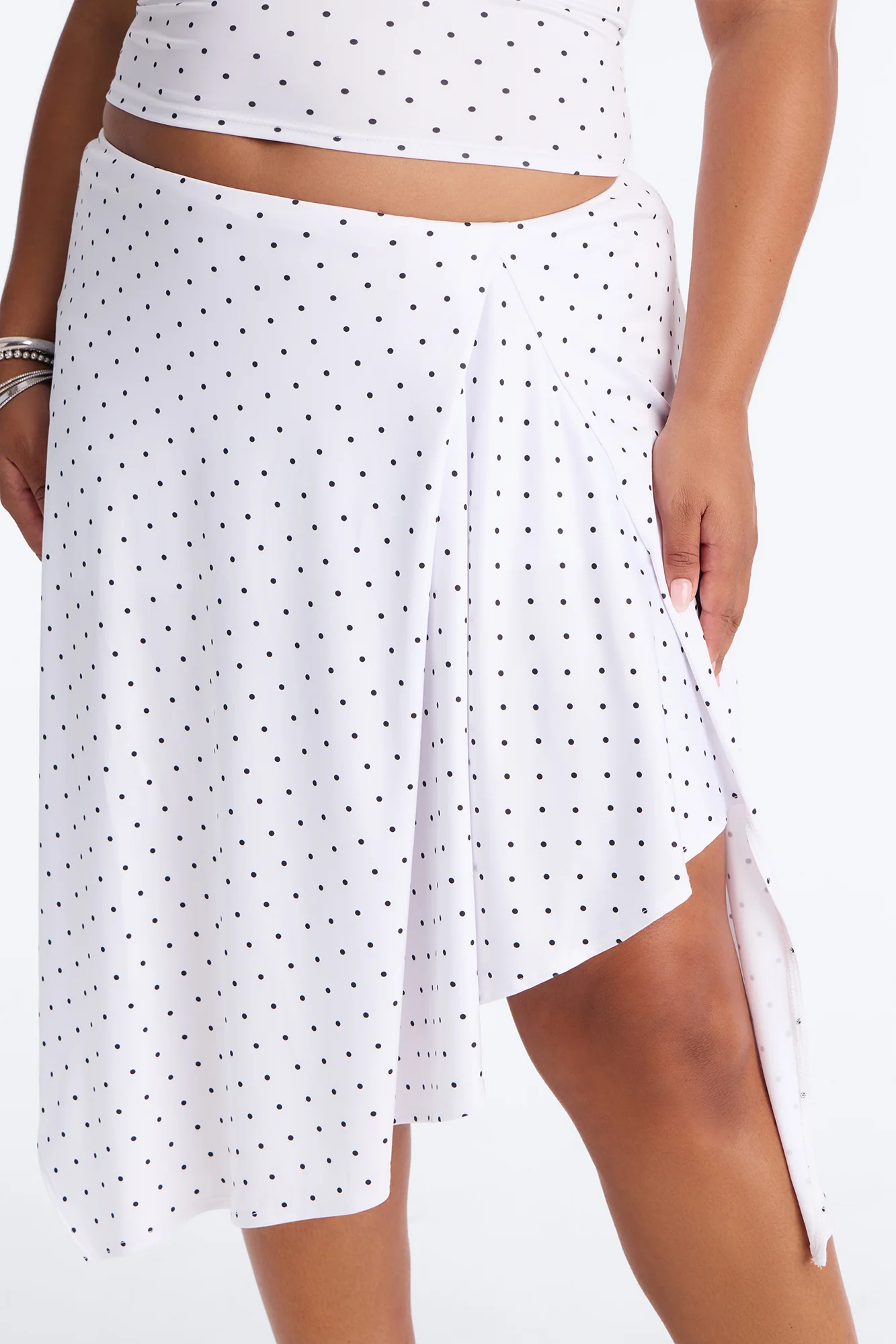 Dolly Halter Polka Dot Skirt Set - White/Black - Image 7