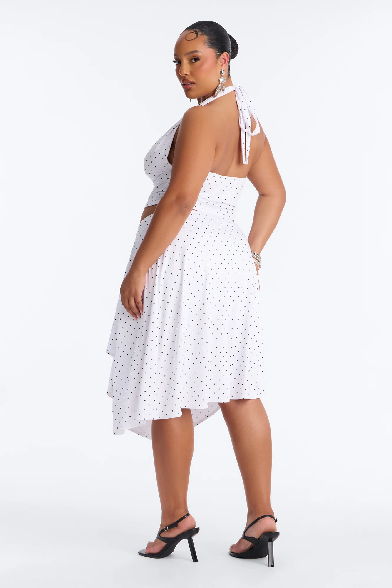 Dolly Halter Polka Dot Skirt Set - White/Black - Image 8