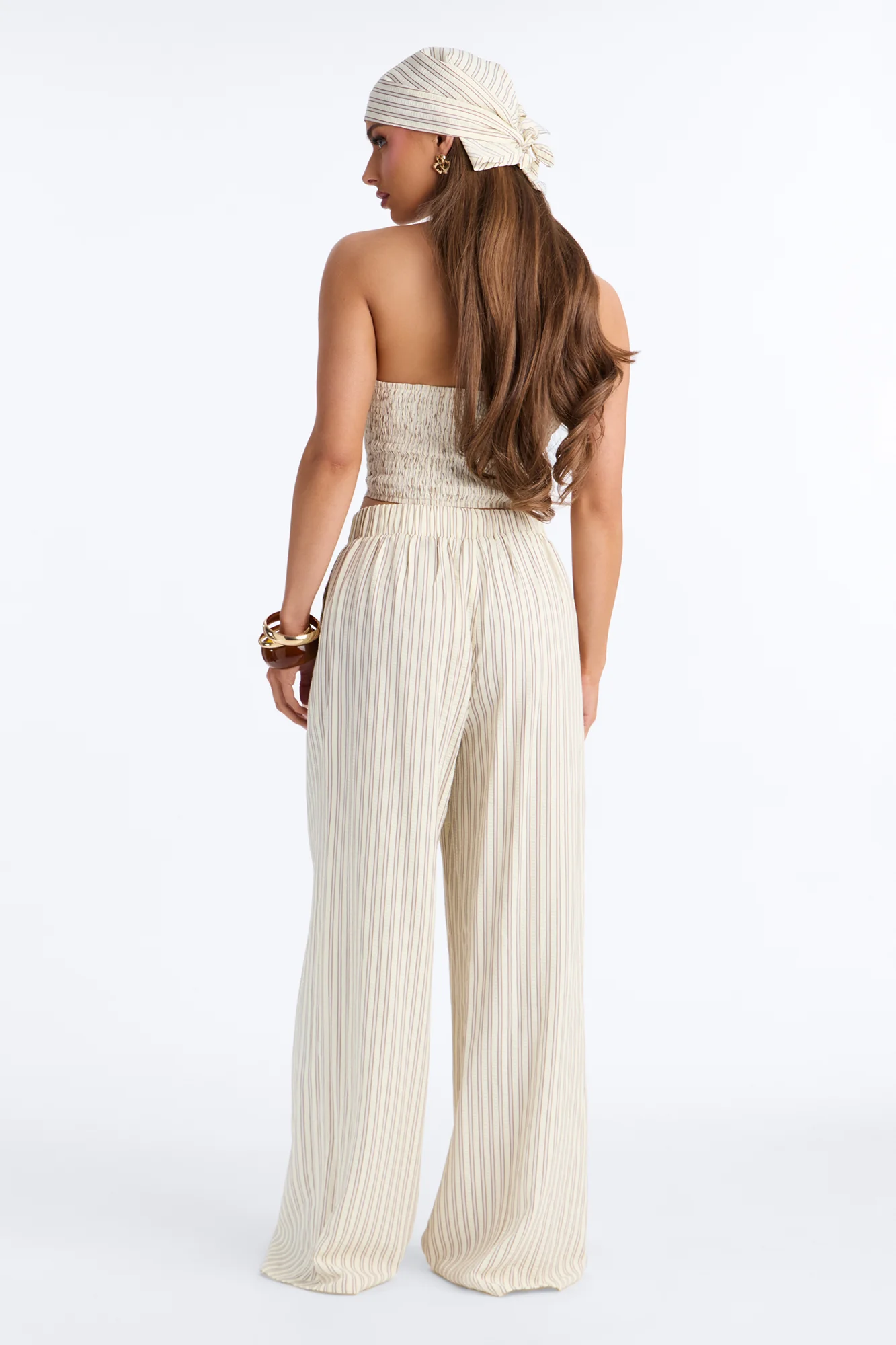 Donna Pinstripe 3 Piece Pant Set - Yellow/combo - Image 4