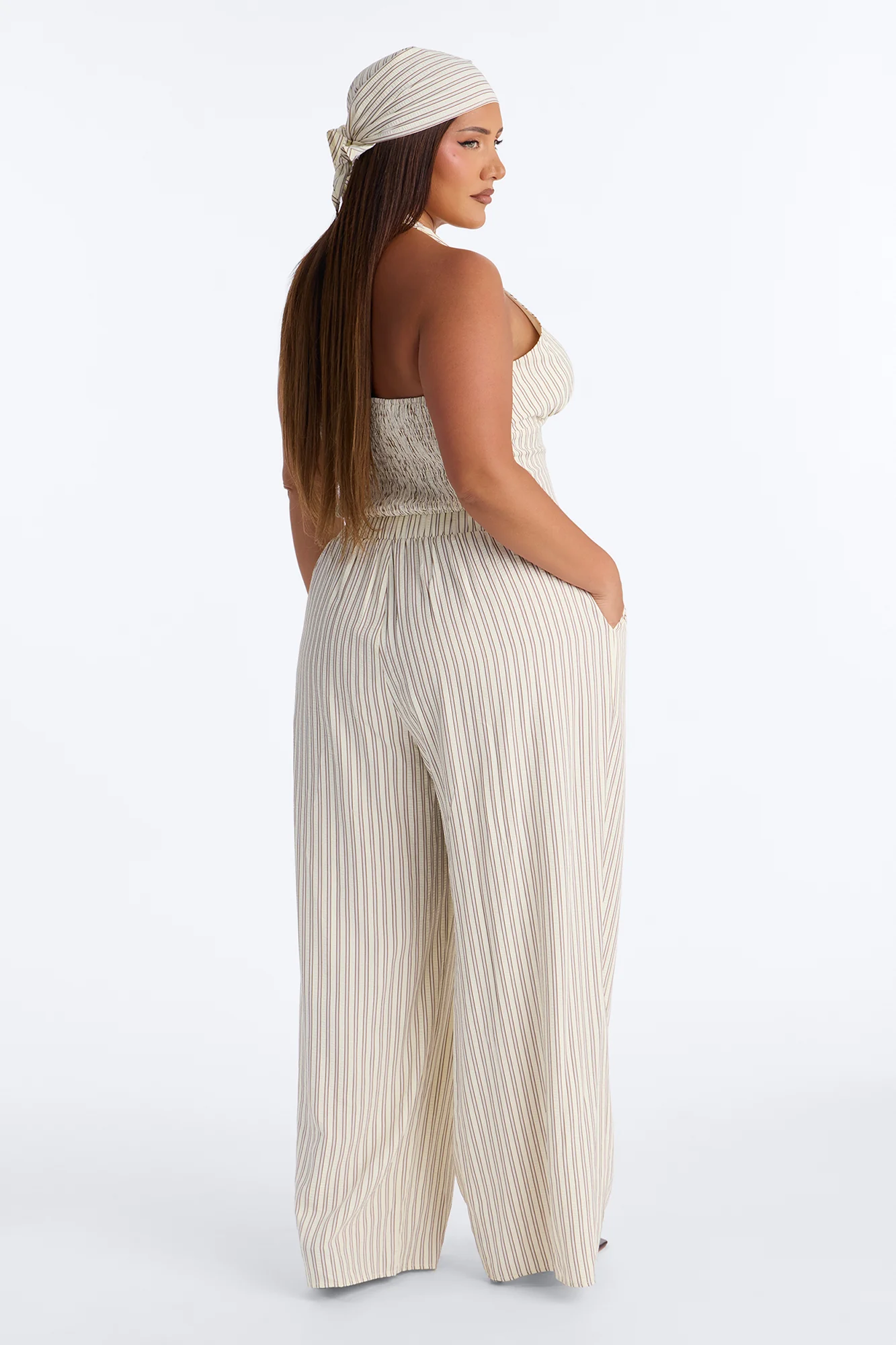 Donna Pinstripe 3 Piece Pant Set - Yellow/combo - Image 8