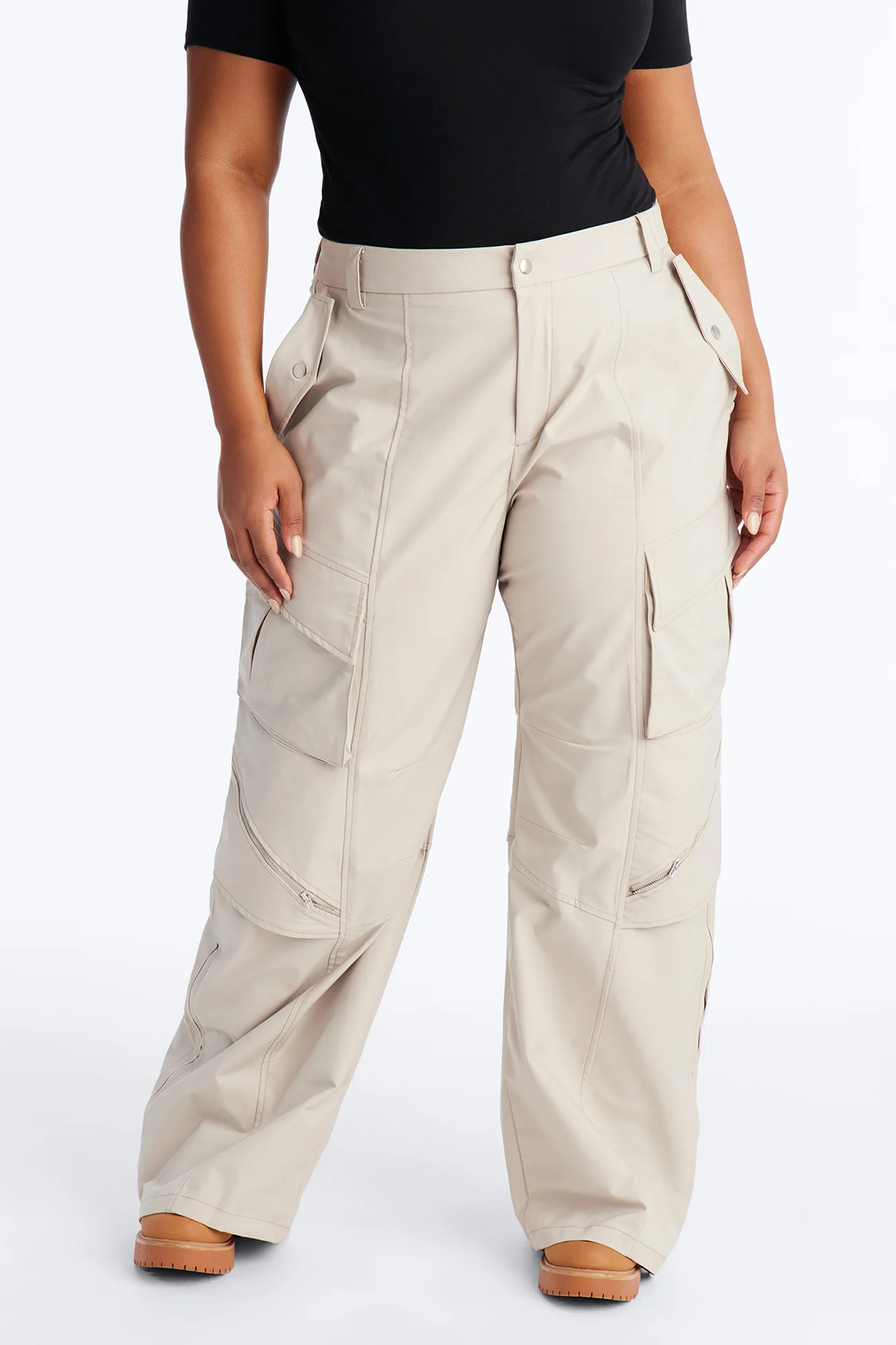 Don't Call Me Windbreaker Wide Leg Cargo Pant 33 - Stone - Image 6