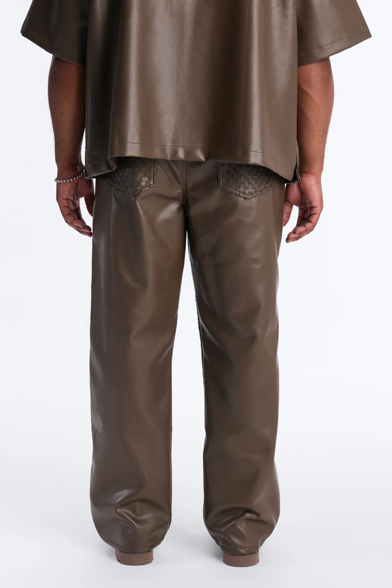 Don't Cross Me Weaved Faux Leather Straight Pant - Brown - Image 9