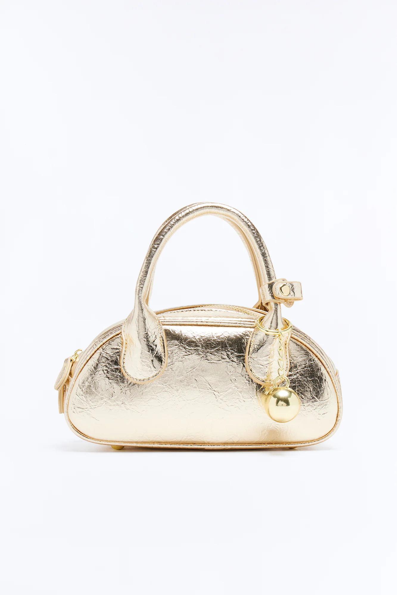 Don't Drop The Ball Faux Leather Satchel - Gold - Image 3