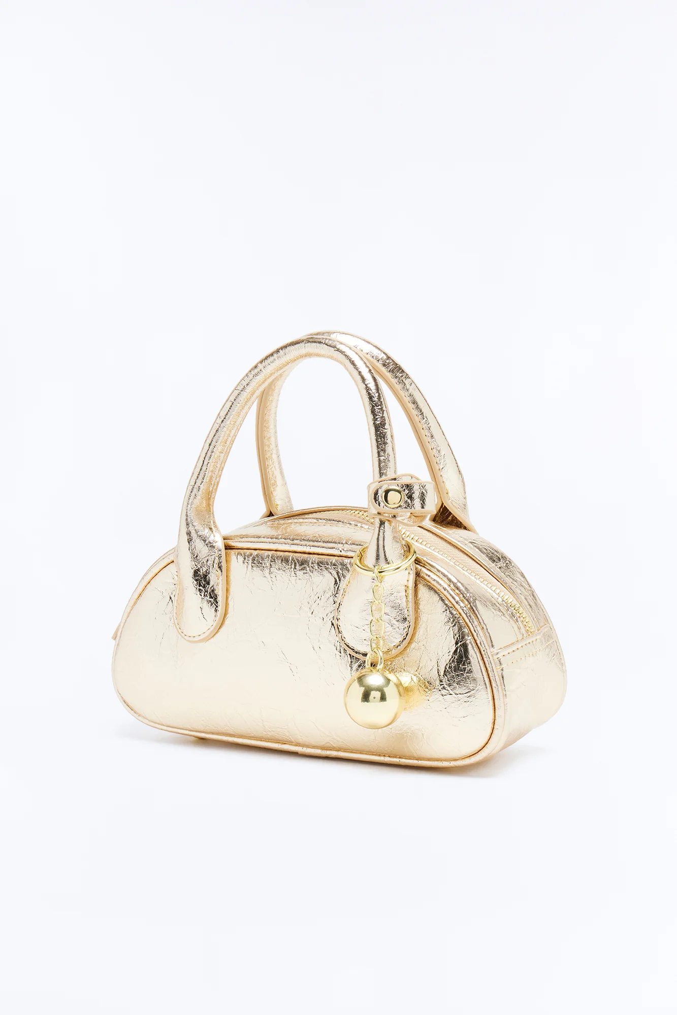 Don't Drop The Ball Faux Leather Satchel - Gold - Image 4
