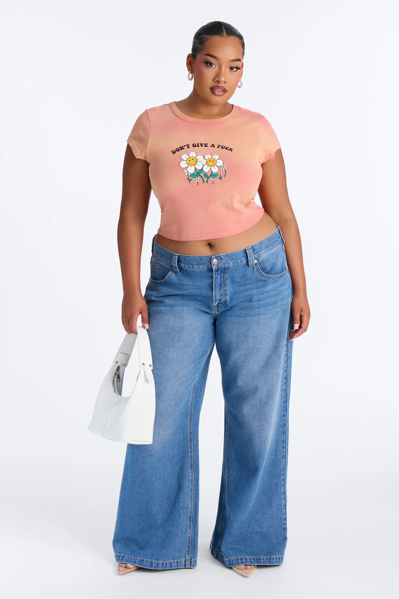 Don't Give A Fuck Washed Baby Tee - Peach - Image 6