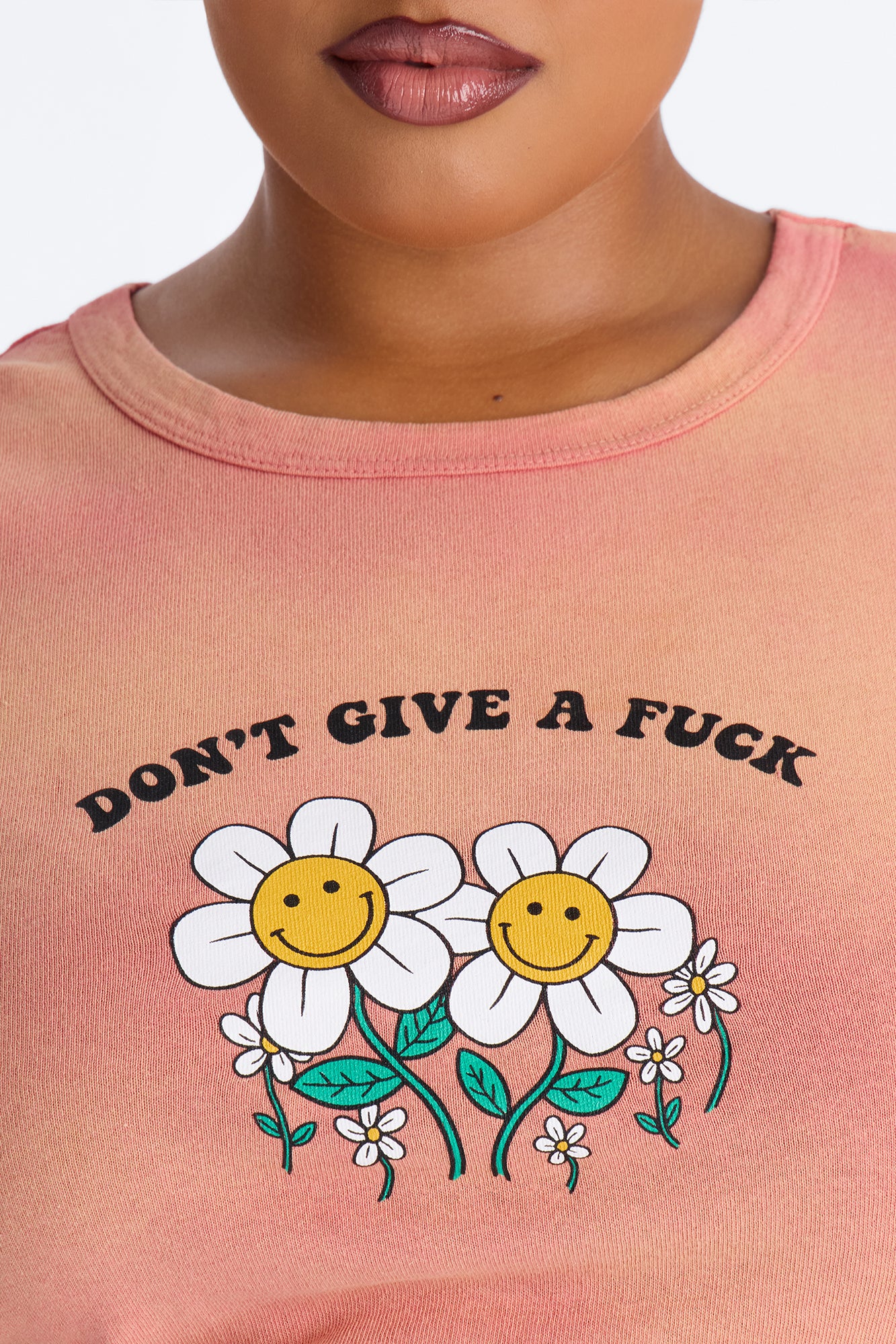 Don't Give A Fuck Washed Baby Tee - Peach - Image 7