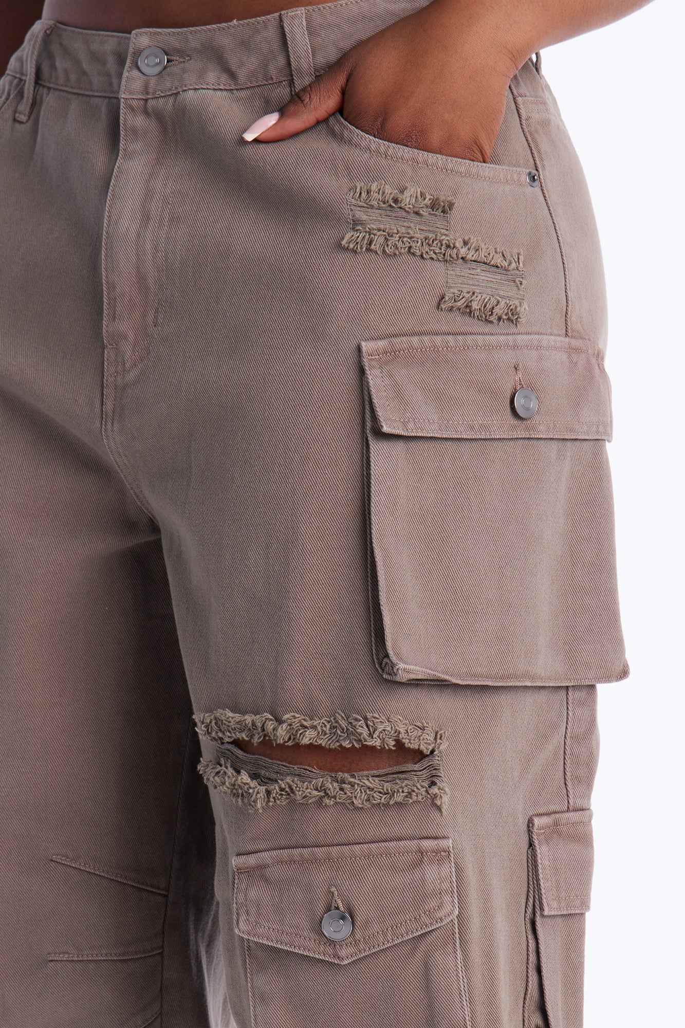 Don't Make Me Wait Cargo Bermuda Short - Charcoal - Image 6