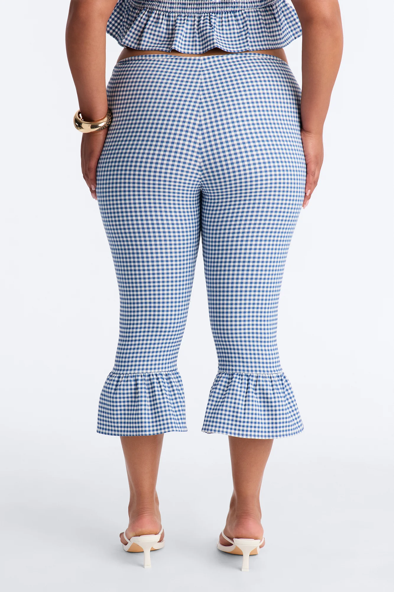 Dorothy Darling Ruffle Trim Gingham Capri - Blue - Image 7