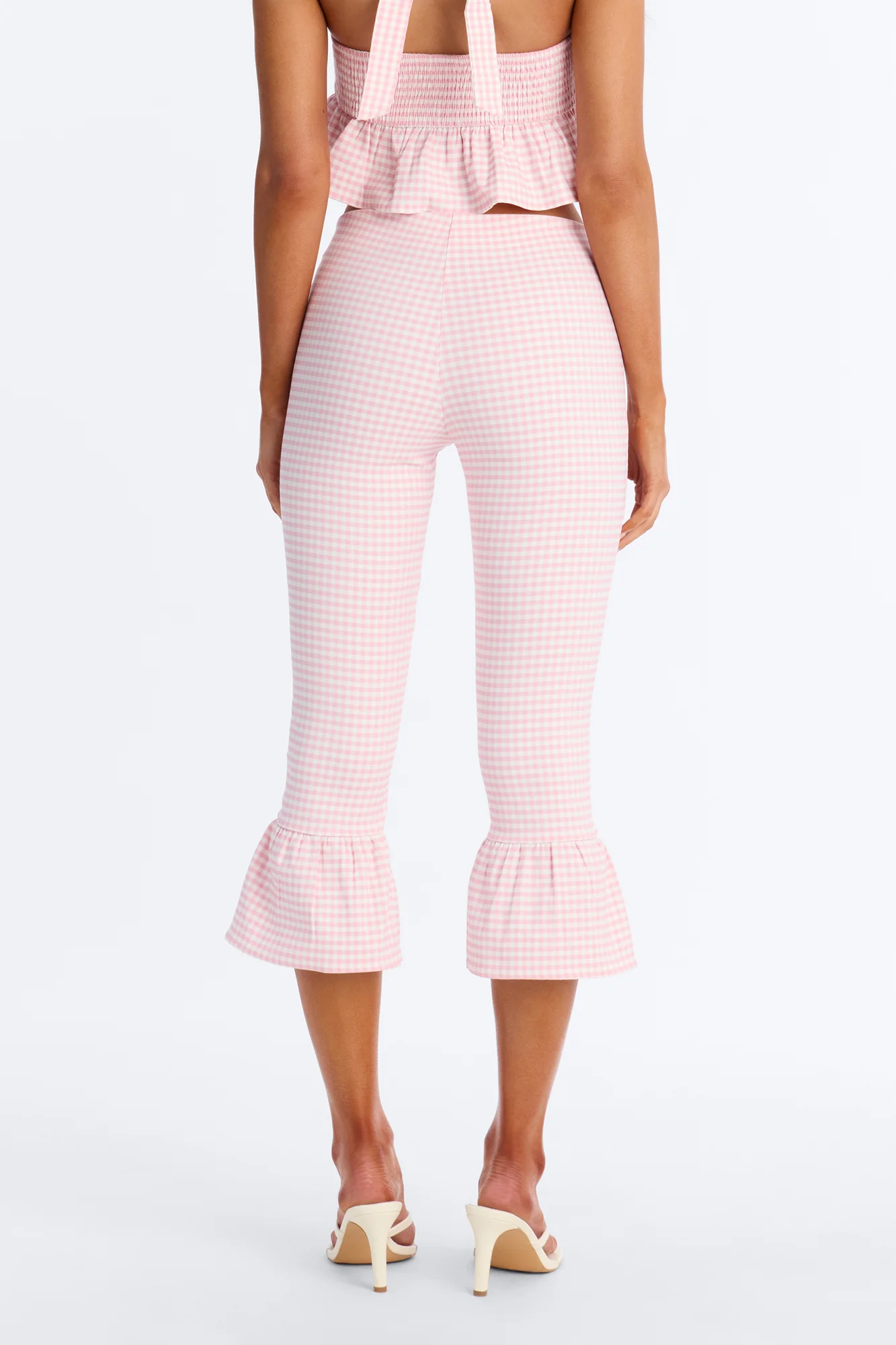 Dorothy Darling Ruffle Trim Gingham Capri - Pink - Image 3