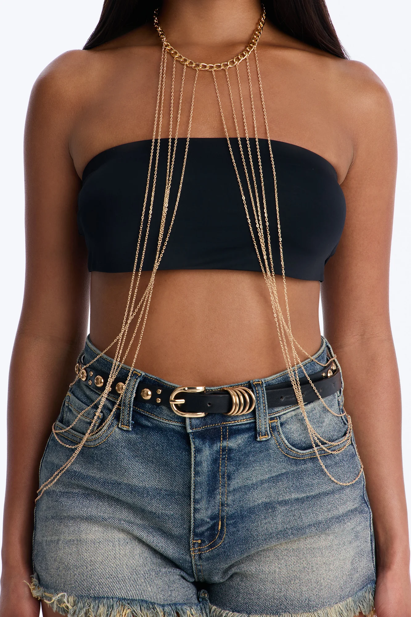 Double Crossing Hardware Body Chain - Gold