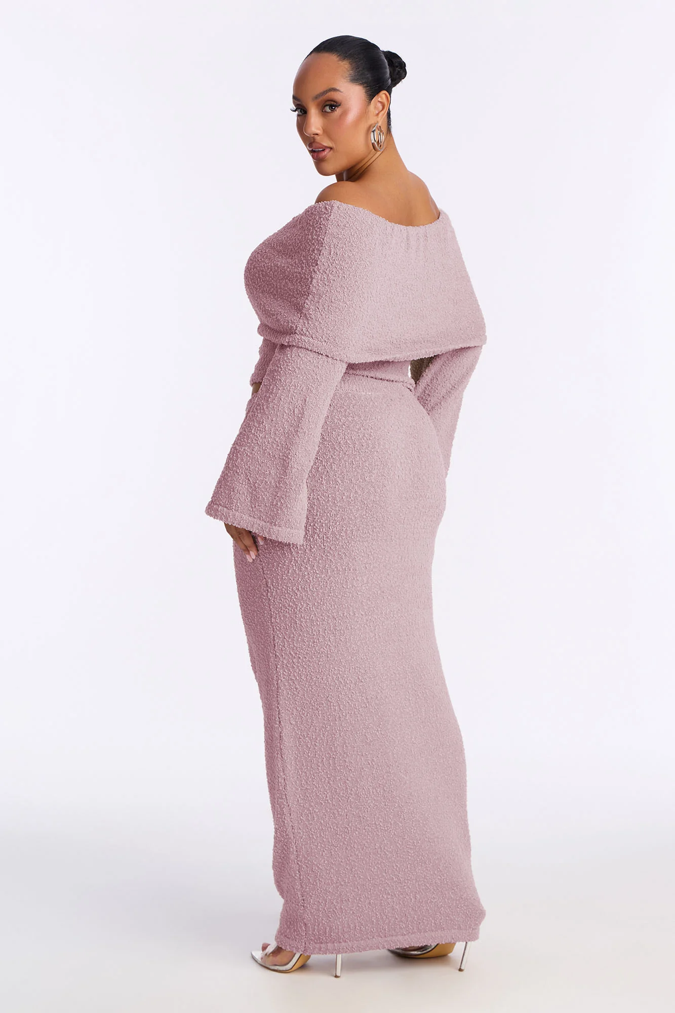 Double Date Off Shoulder Sweater Maxi Skirt Set - Mauve - Image 6