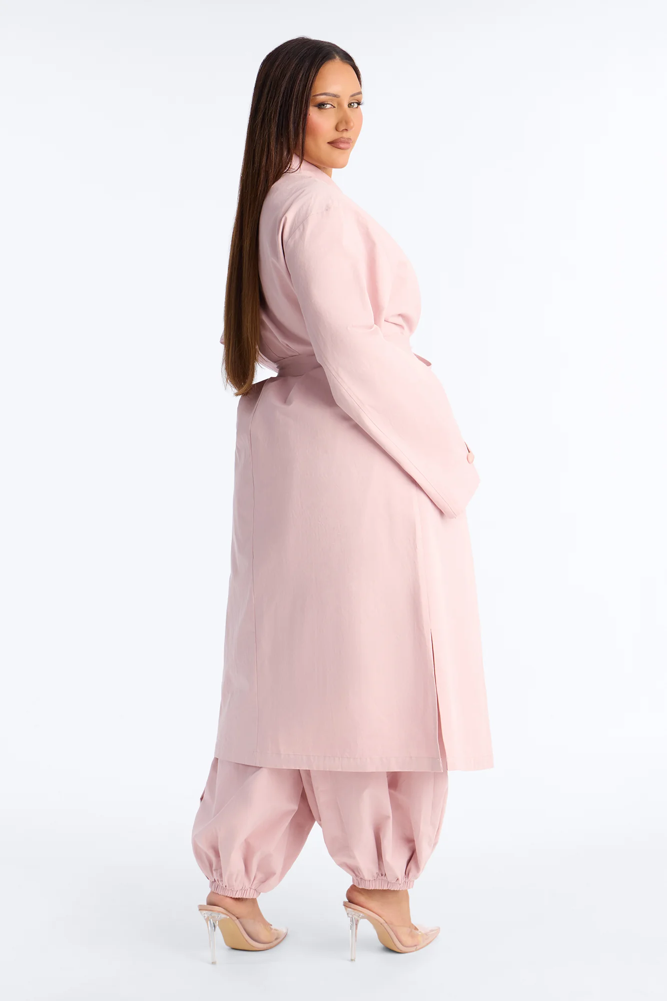 Down The Street Trench Coat Balloon Pant Set - Mauve - Image 8