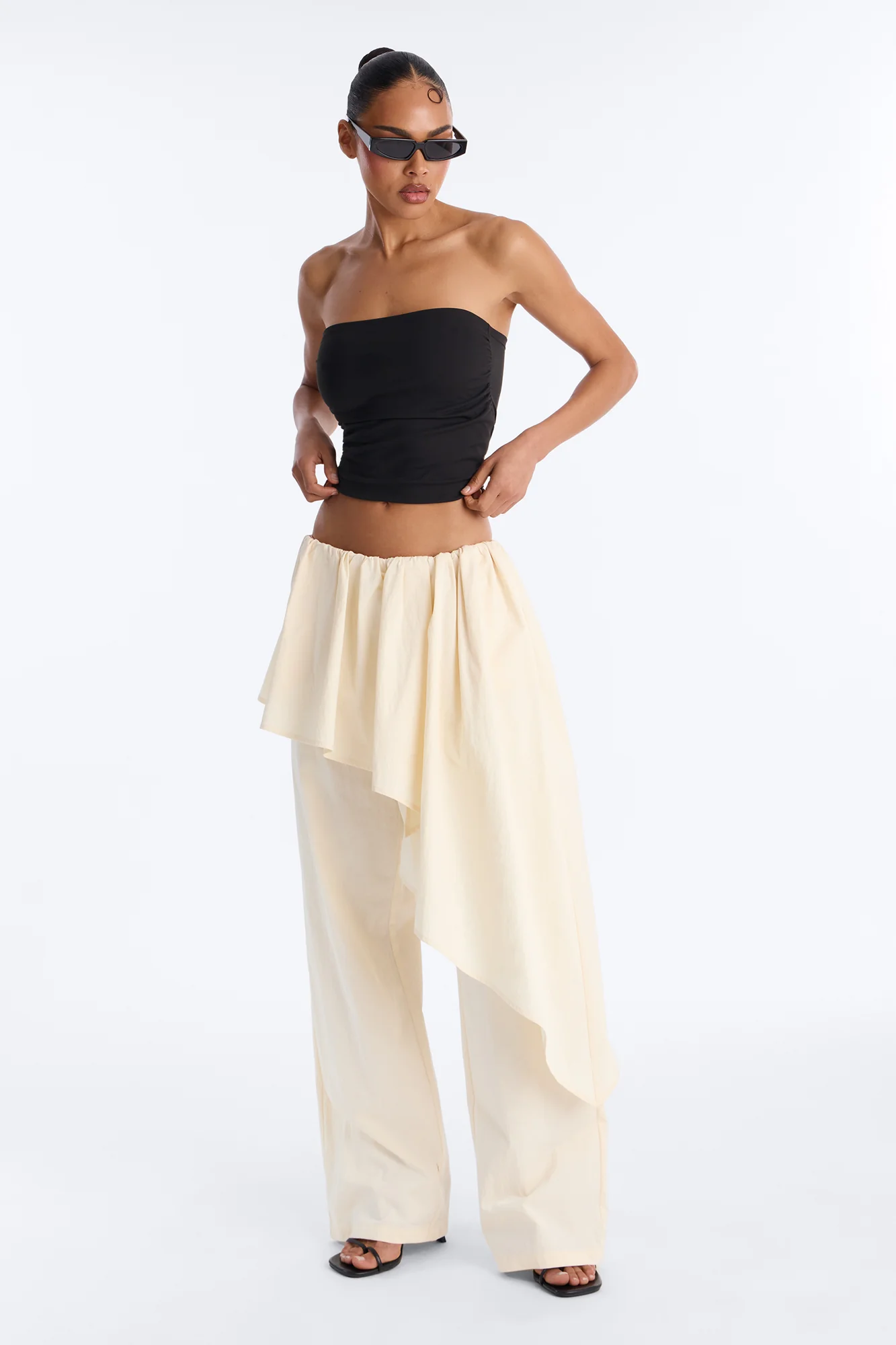 Dramatic Effect Low Rise Twill Skirt Pant - Ivory - Image 2