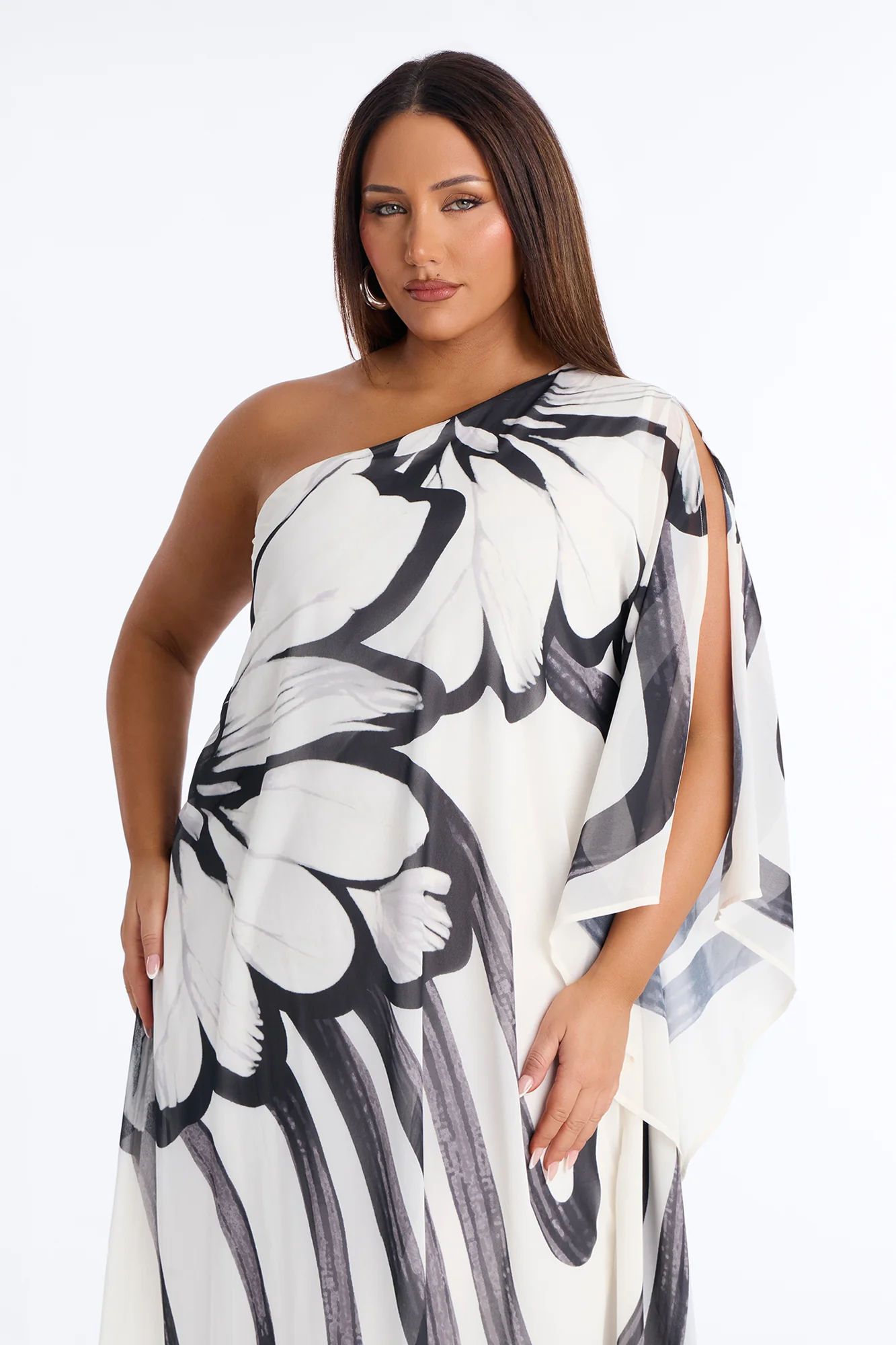 Draped In Luxe Chiffon Kaftan Maxi Dress - Black/combo - Image 7