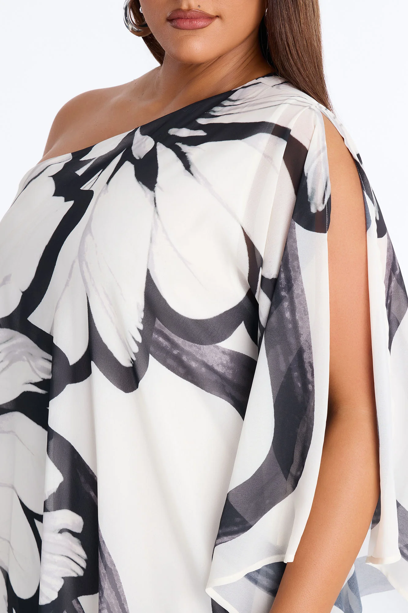 Draped In Luxe Chiffon Kaftan Maxi Dress - Black/combo - Image 8