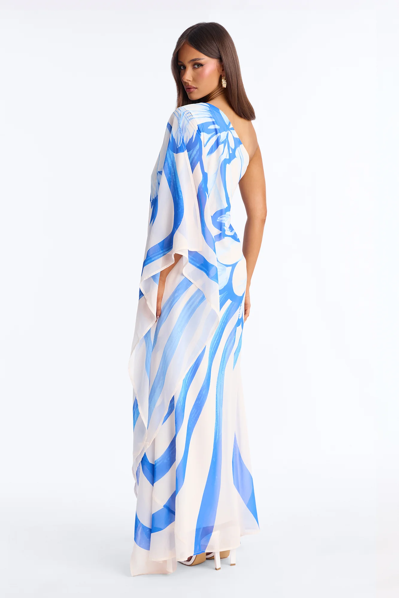 Draped In Luxe Chiffon Kaftan Maxi Dress - Blue/combo - Image 4