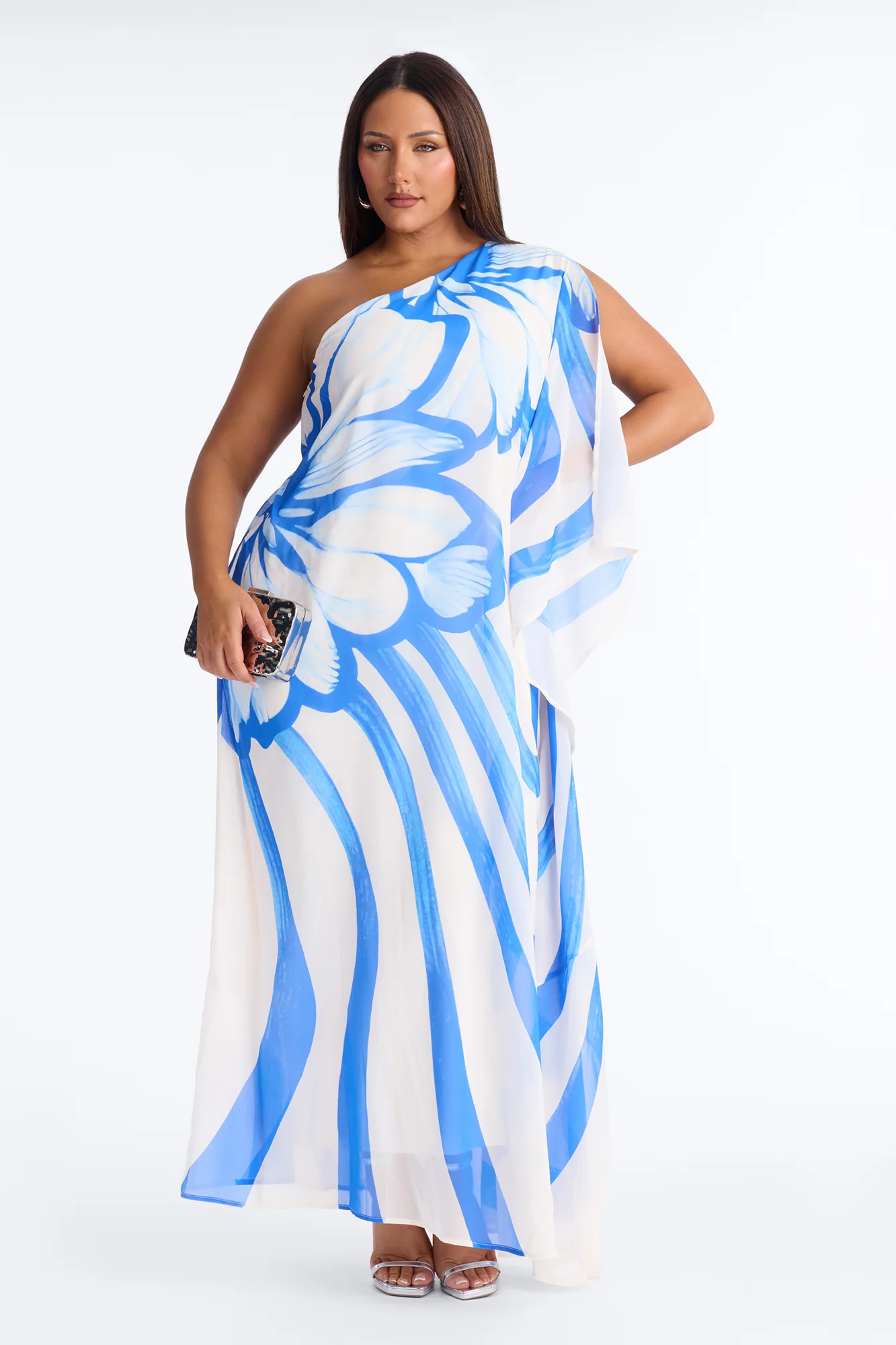 Draped In Luxe Chiffon Kaftan Maxi Dress - Blue/combo - Image 5